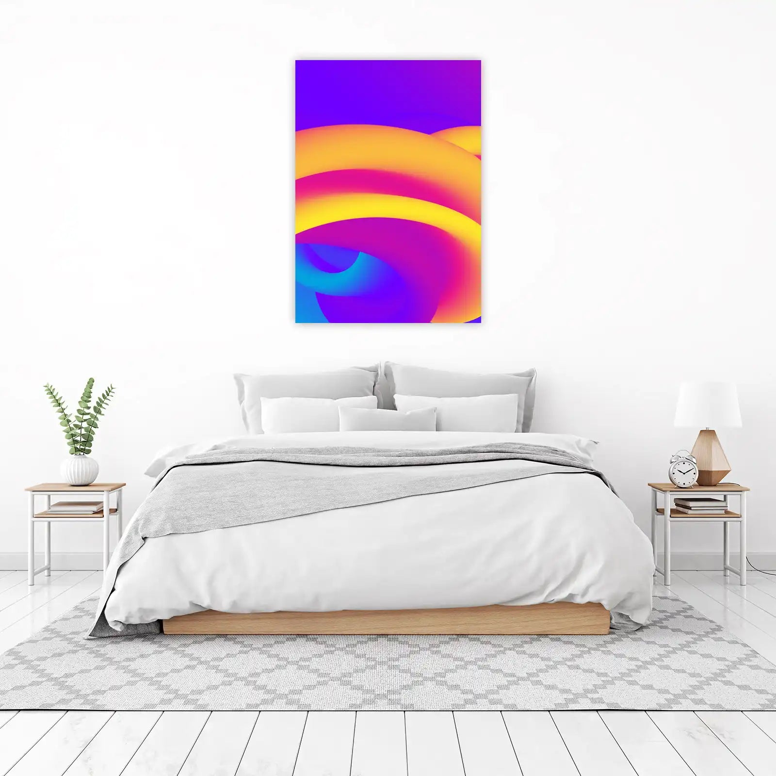 Vibrant Swirl Abstract Yellow Magenta Purple Wall Art
