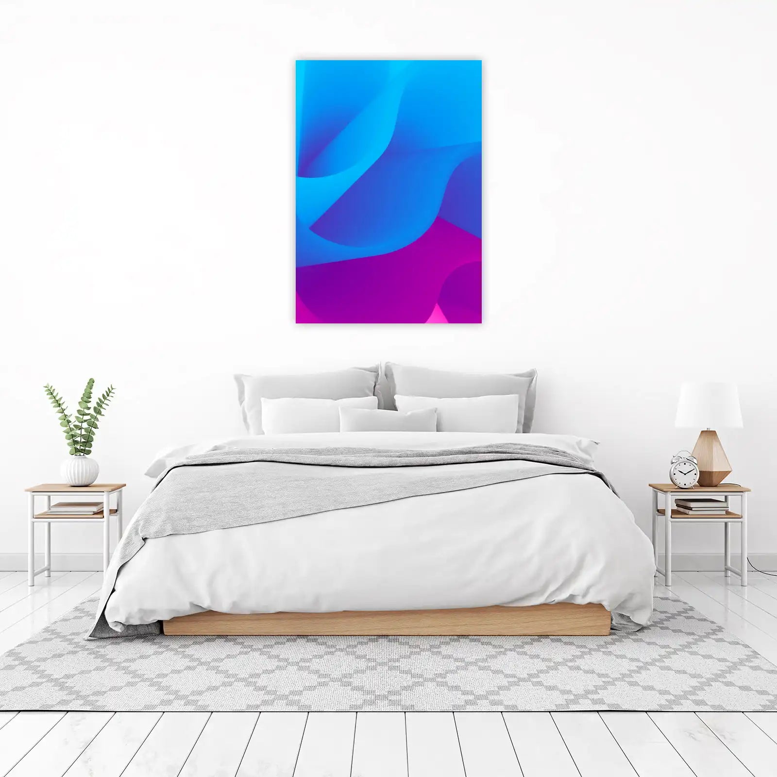 Vibrant Fluid Abstract Blue Magenta Wall Art