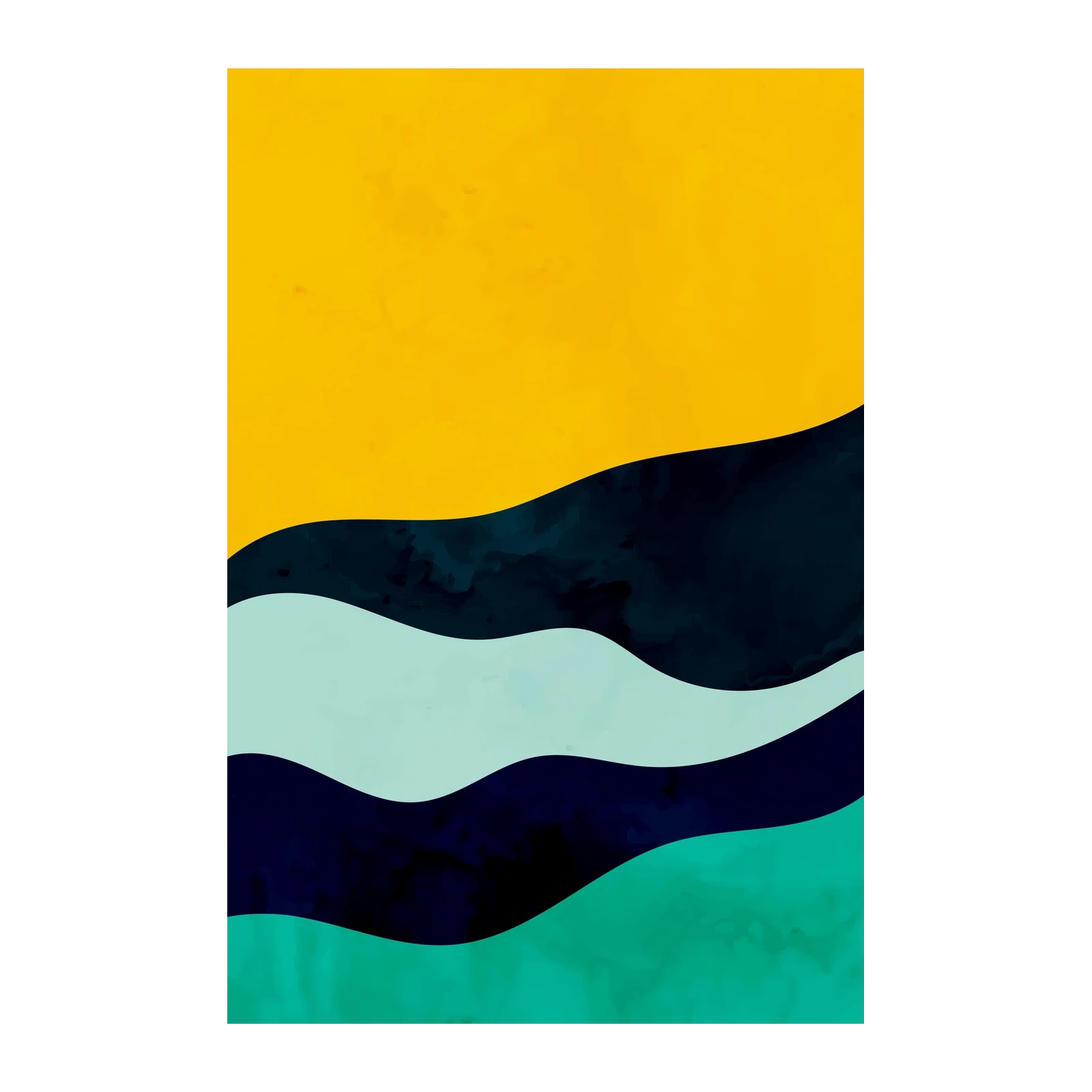 Abstract Wave Yellow & Teal Wall Art