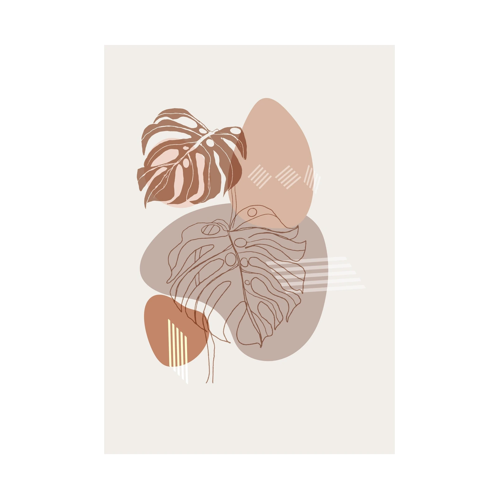 Boho Abstract Monstera Leaf Wall Art