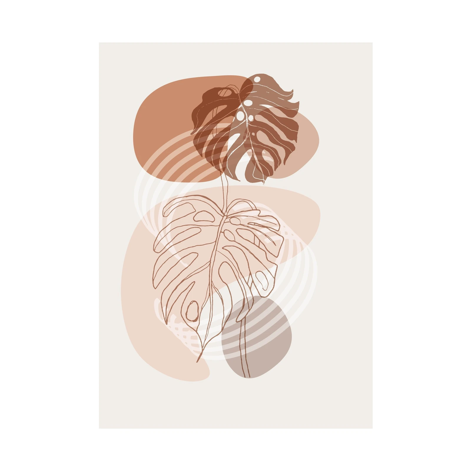 Boho Monstera Leaf Line Art Wall Art
