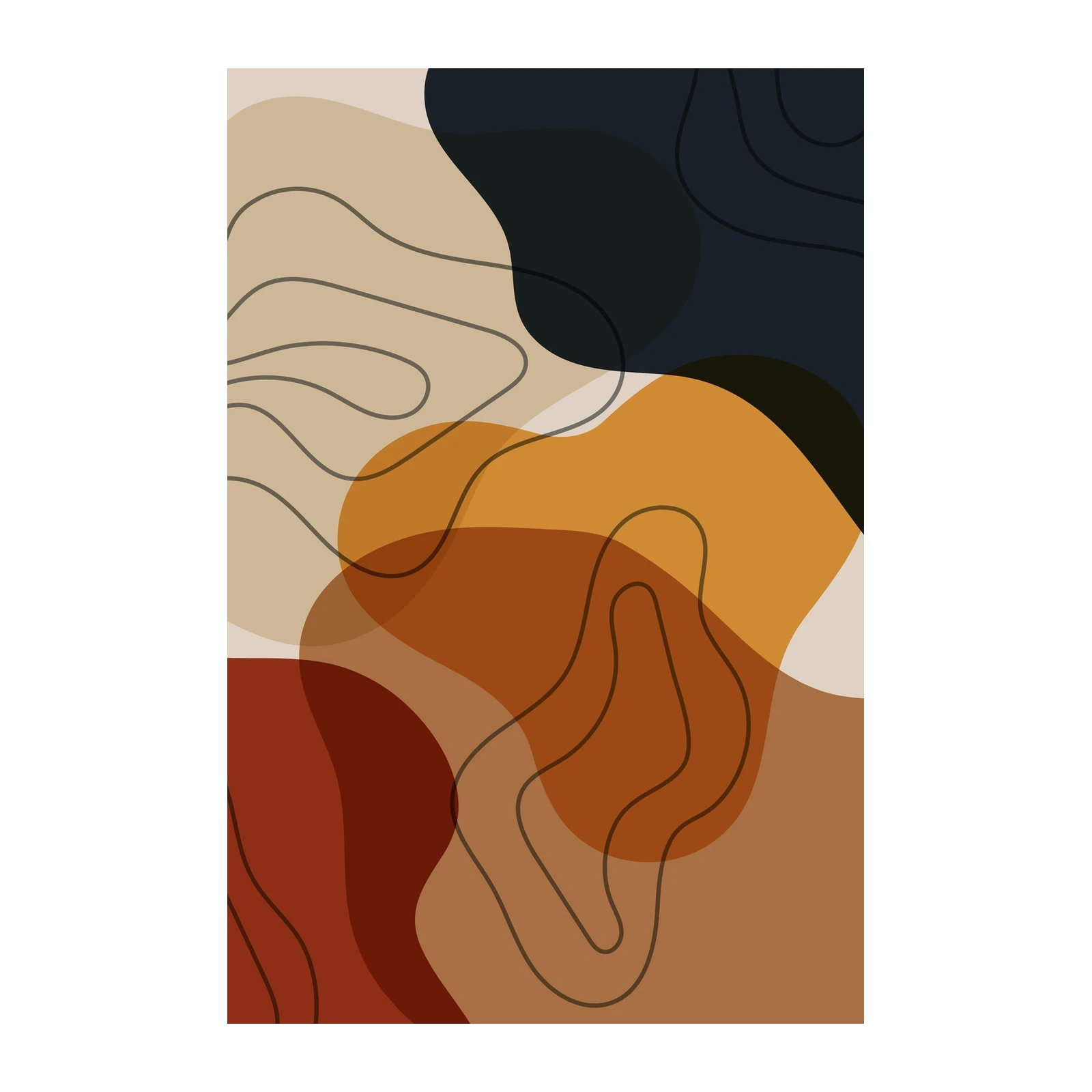 Abstract Earth Tones Organic Shapes Wall Art