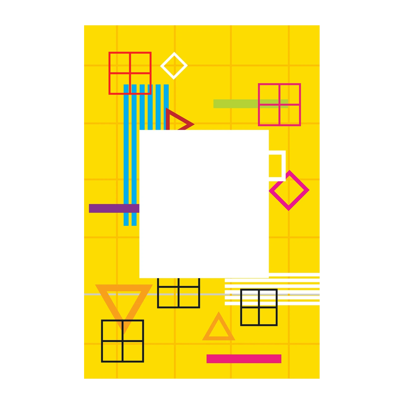 Retro Memphis Style Geometric Burst Wall Art