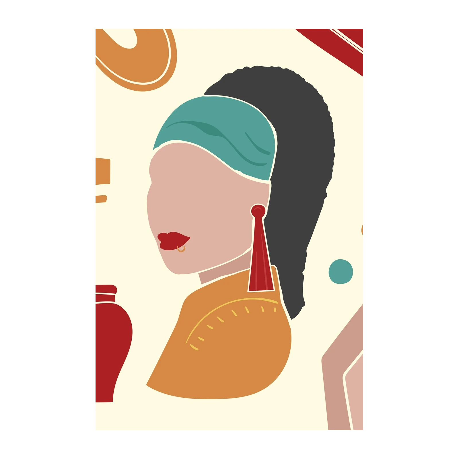 Abstract Woman Portrait Boho Chic Wall Art
