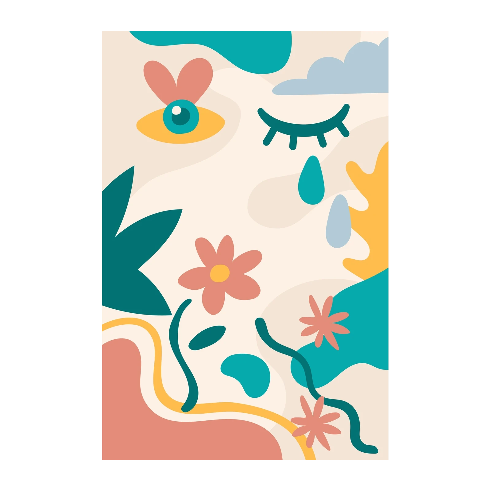 Bohemian Floral Eye & Cloud Wall Art