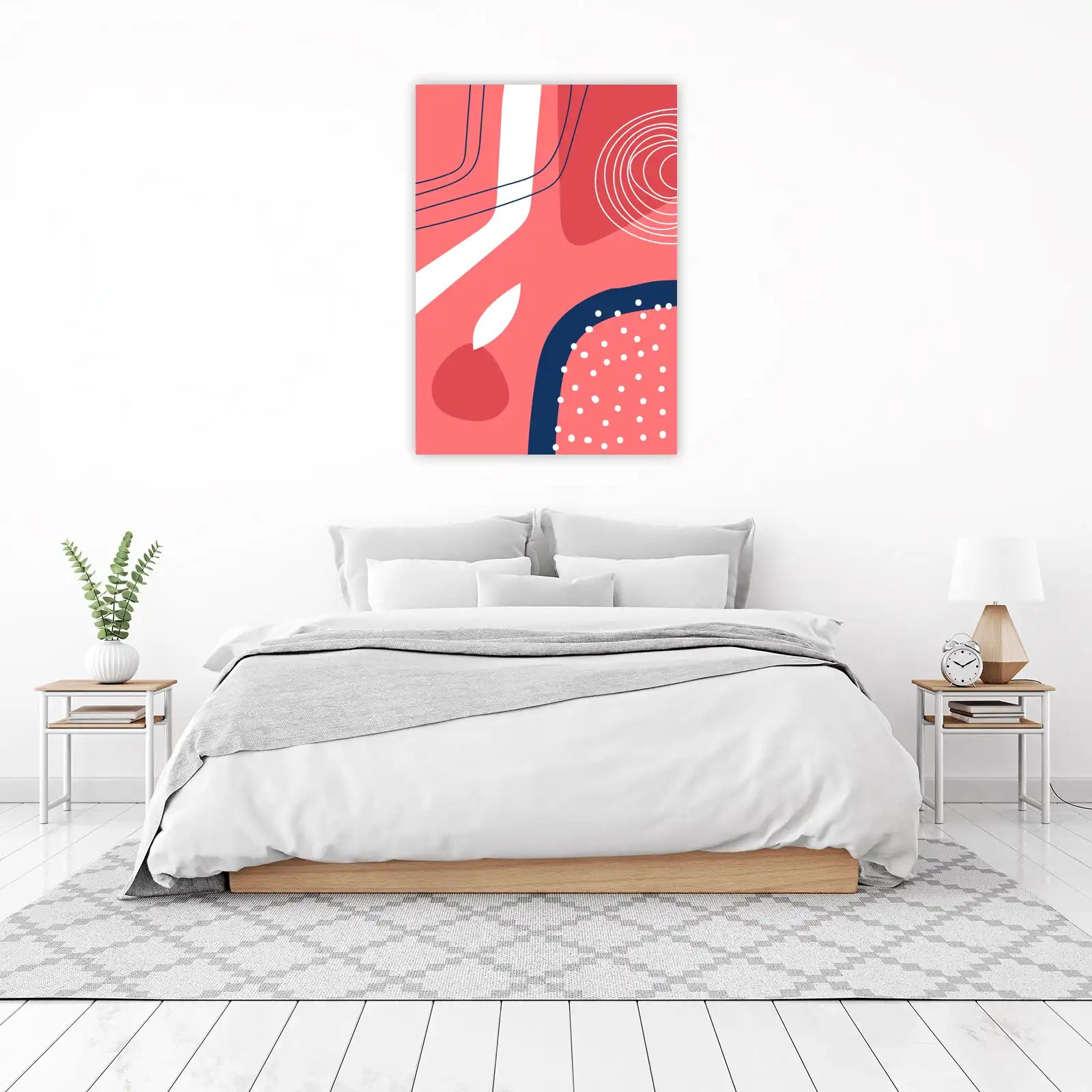 Abstract Coral & Navy Flow Wall Art