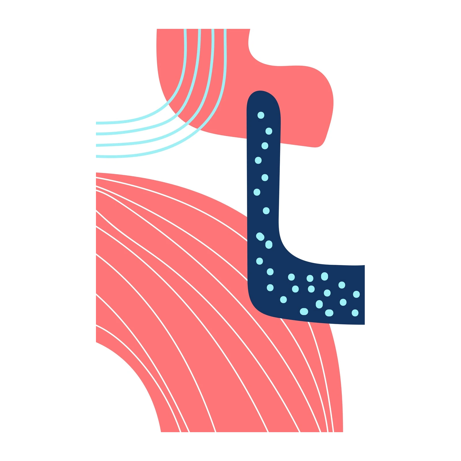Abstract Coral & Navy Dot Wall Art
