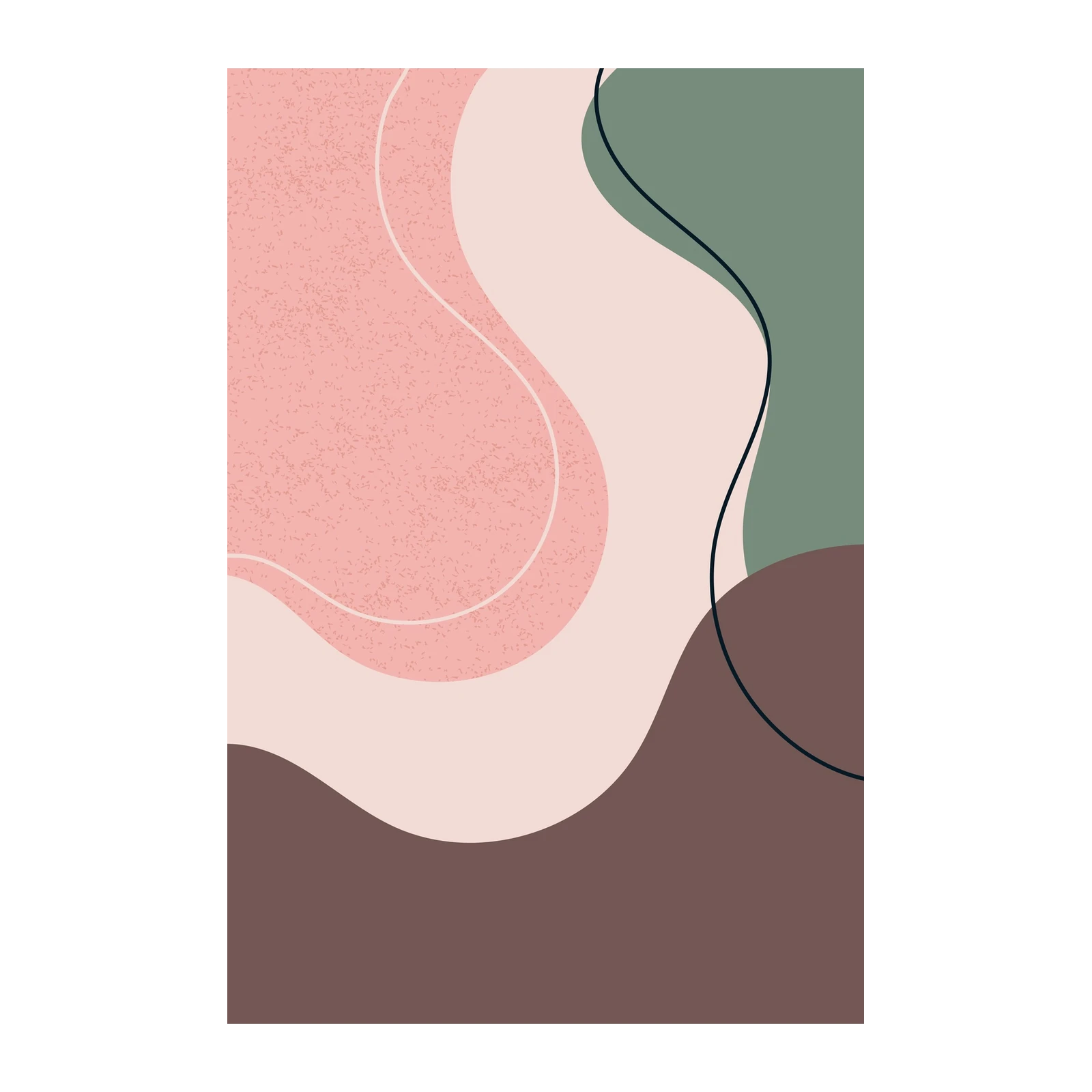 Soft Abstract Curves Pink Green Wall Art