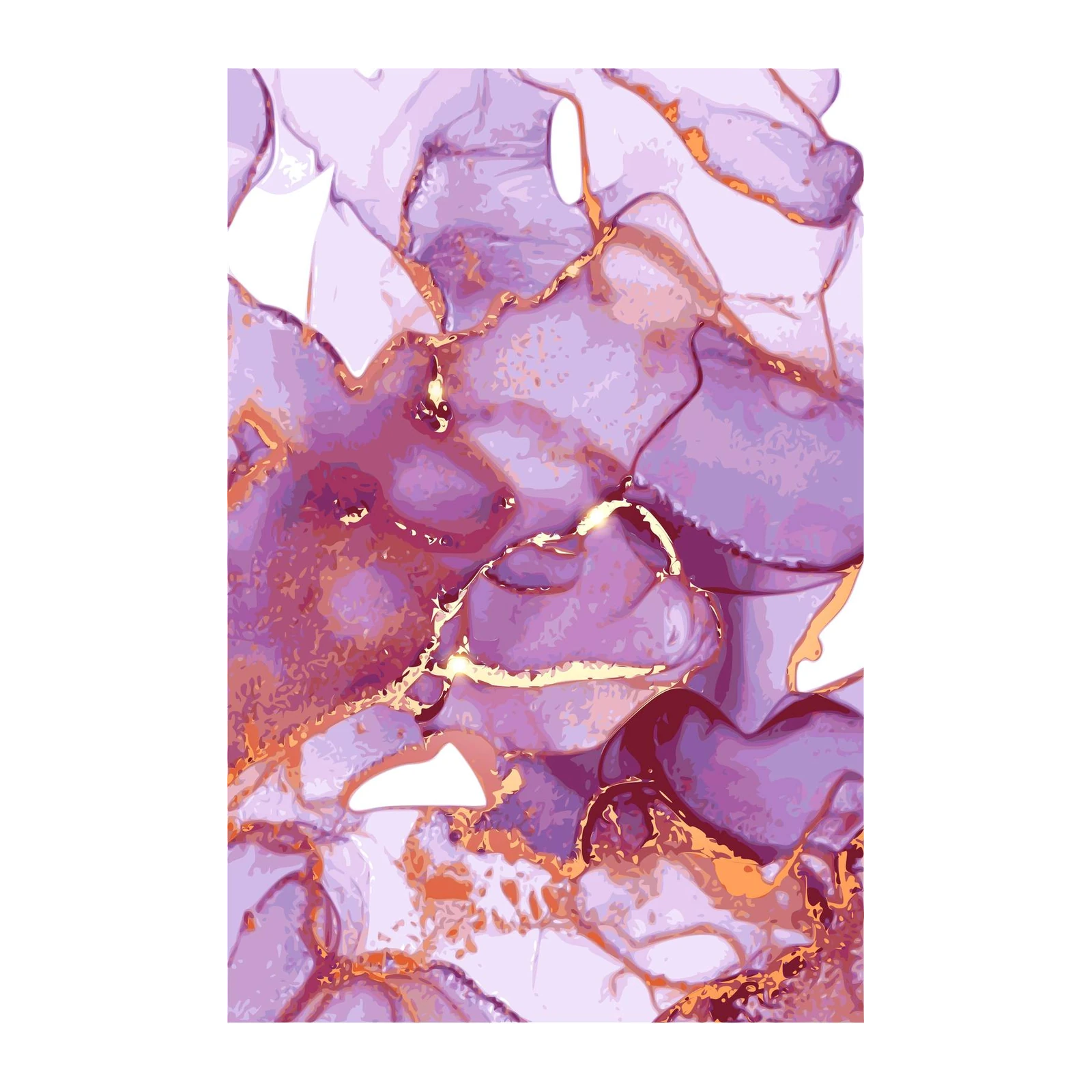 Elegant Purple & Gold Marble Abstract Wall Art