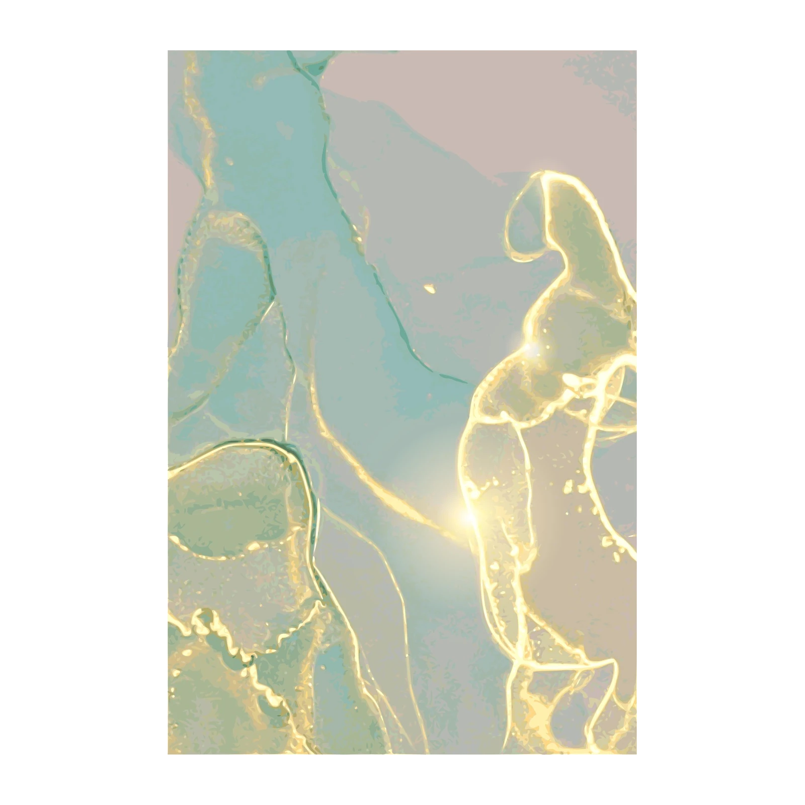 Abstract Teal Gold Swirls Wall Art