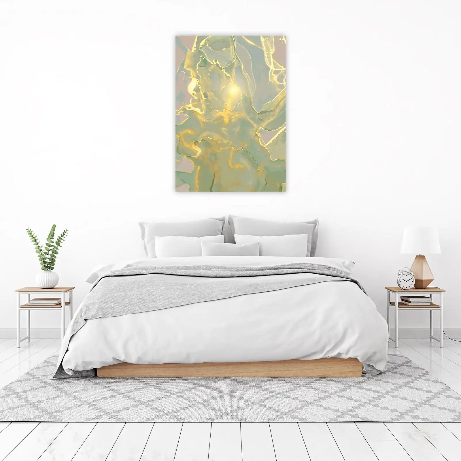 Abstract Gold & Sage Green Marble Wall Art