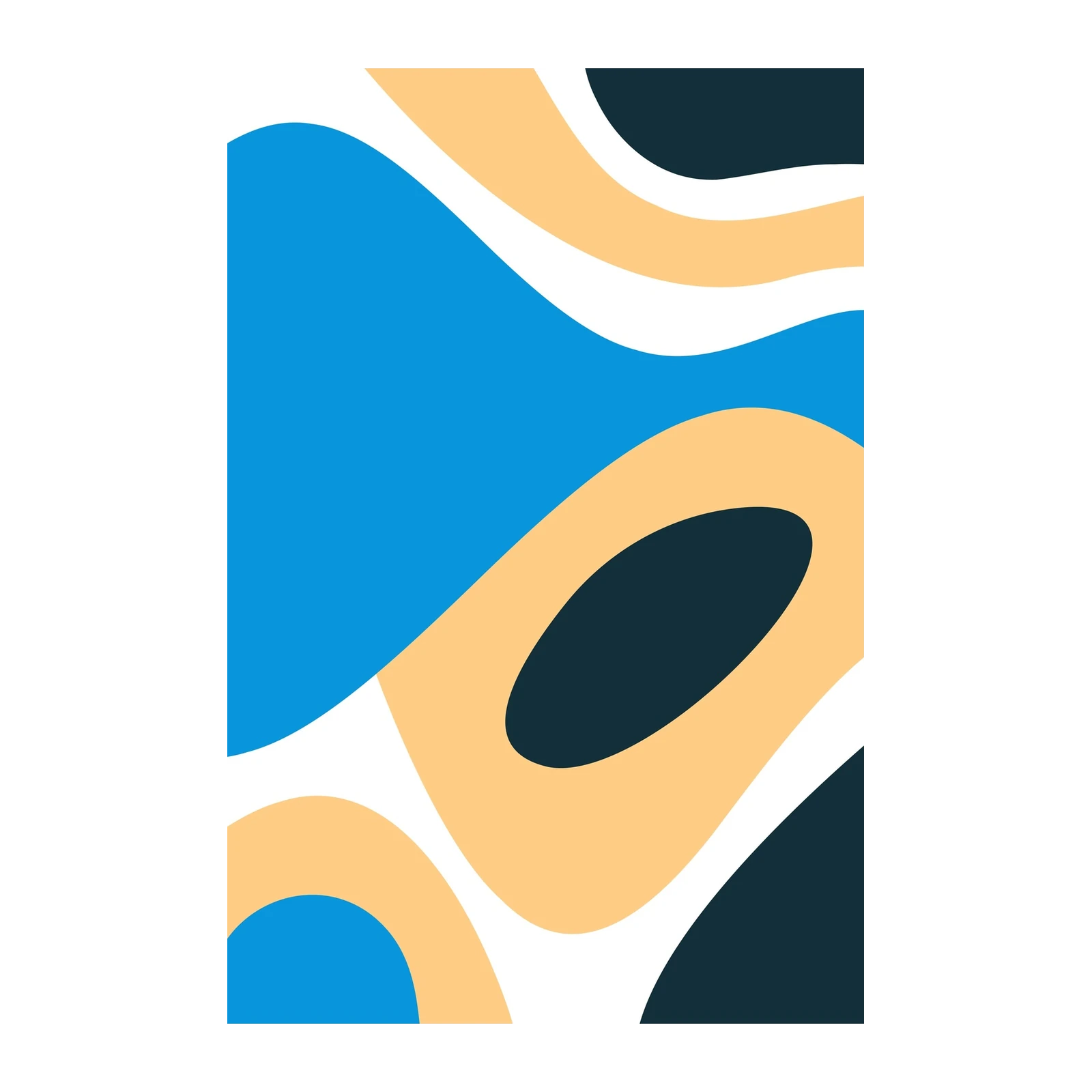 Abstract Waves Blue Peach Wall Art