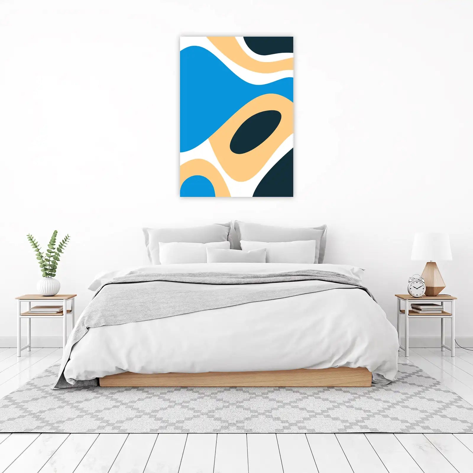 Abstract Waves Blue Peach Wall Art