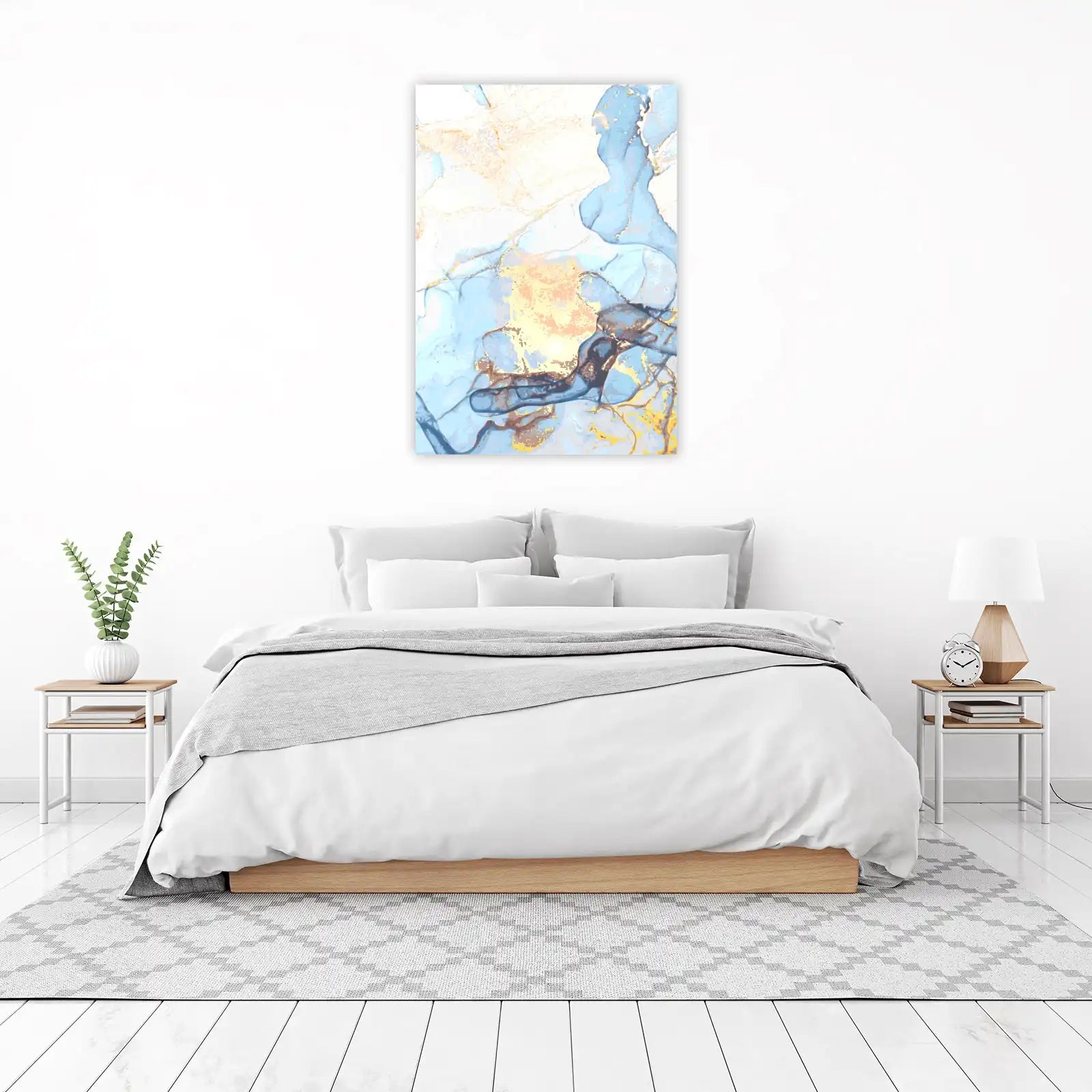 Ethereal Blue & Gold Abstract Wall Art