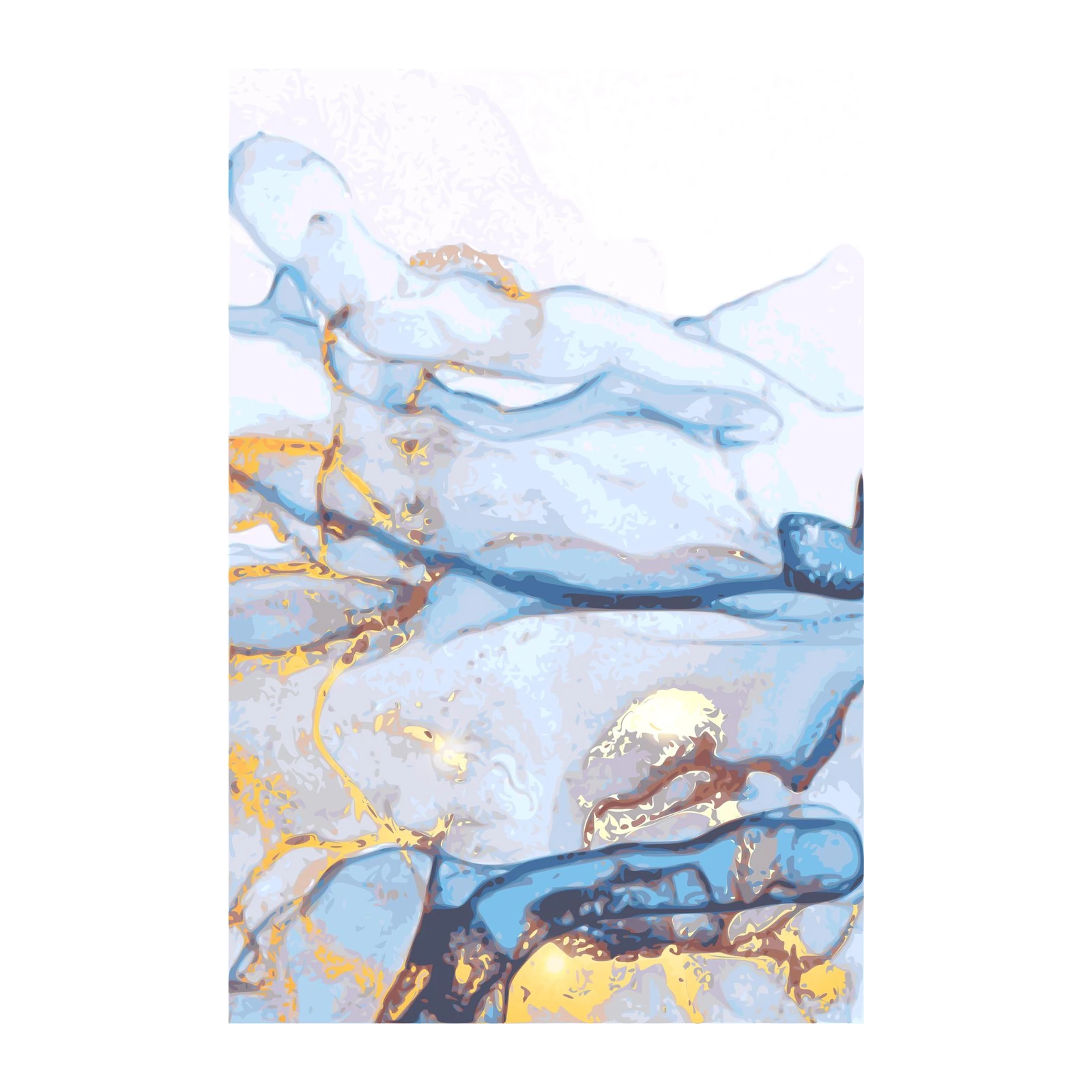 Elegant Blue & Gold Abstract Art Wall Art