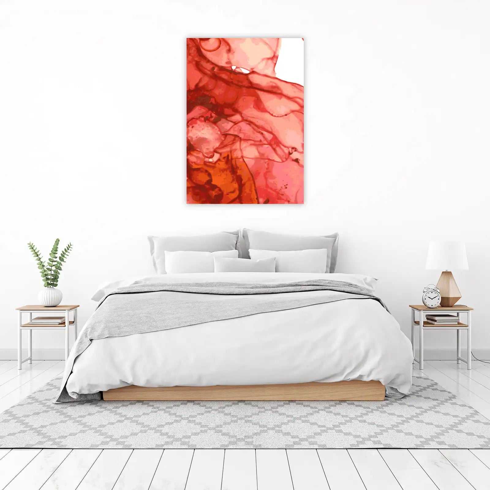 Vibrant Abstract Red Floral Wall Art
