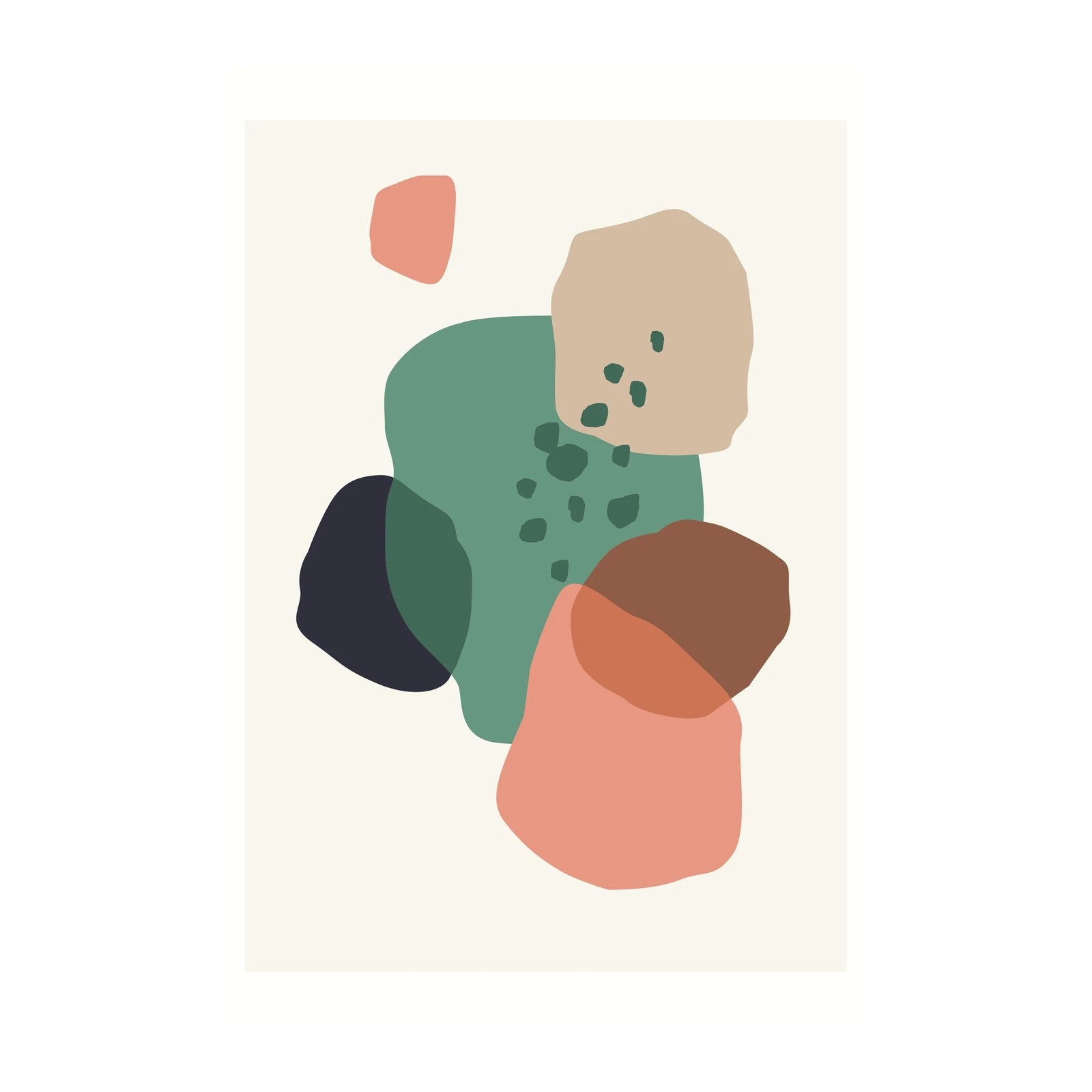Modern Abstract Terracotta Teal Organic Shapes Wall Art