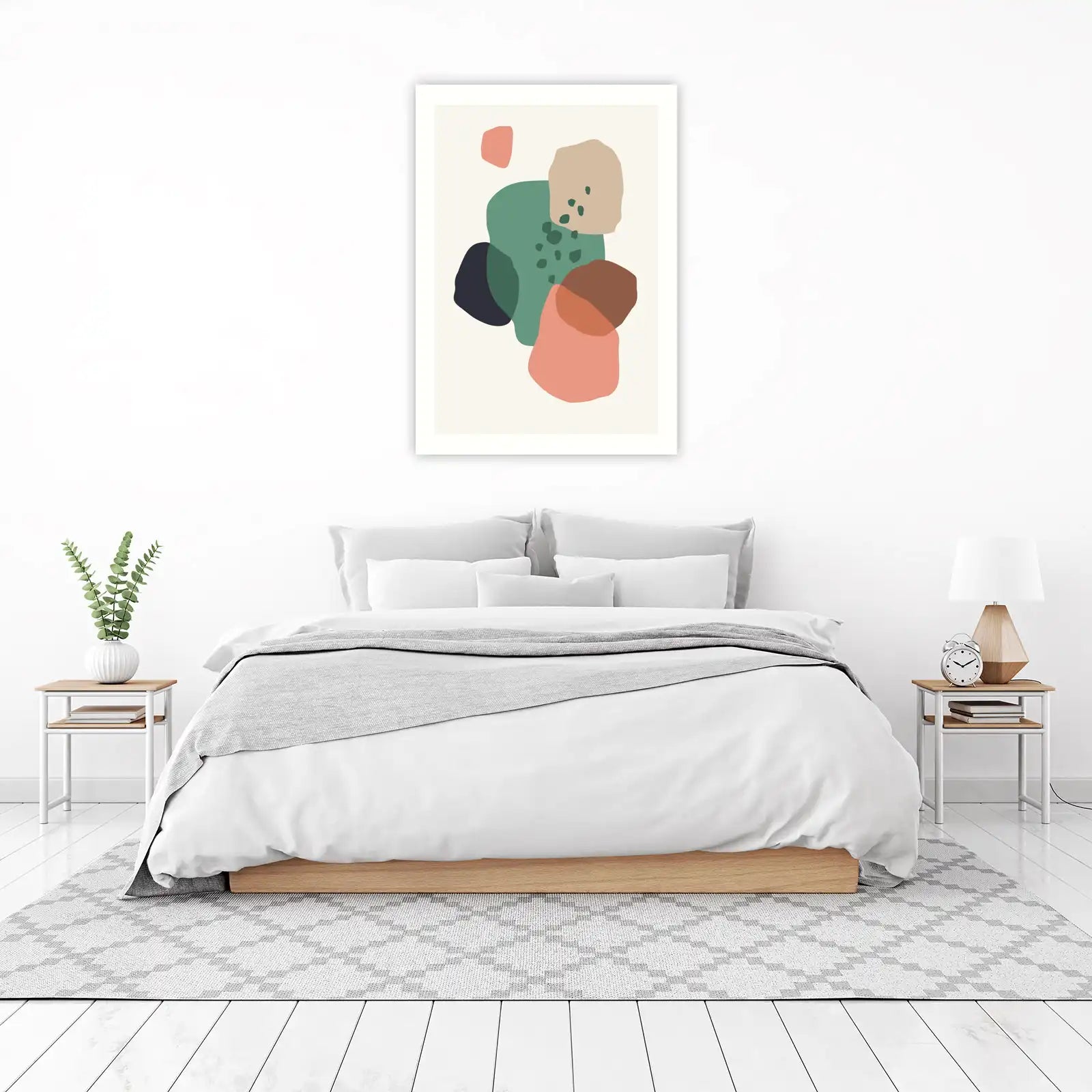Modern Abstract Terracotta Teal Organic Shapes Wall Art