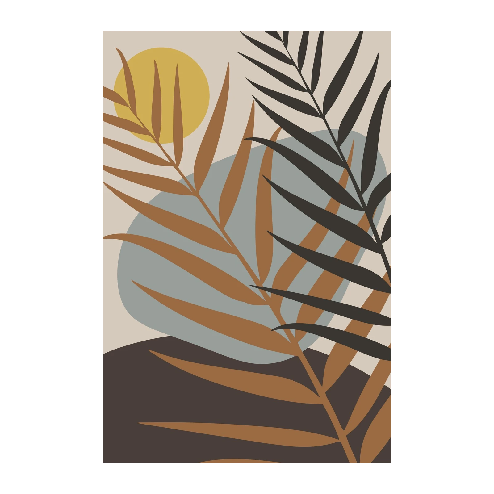 Boho Sun Palm Abstract Wall Art
