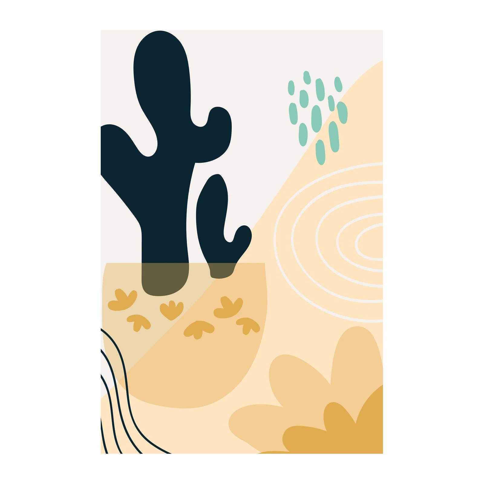 Modern Desert Cactus Abstract Wall Art