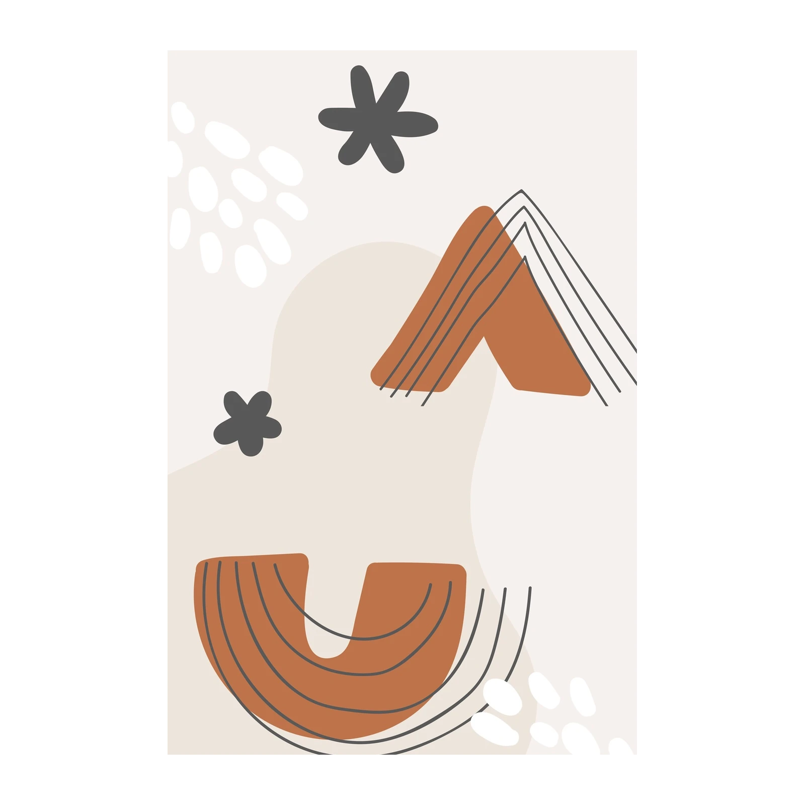 Abstract Boho Shapes Terracotta Wall Art