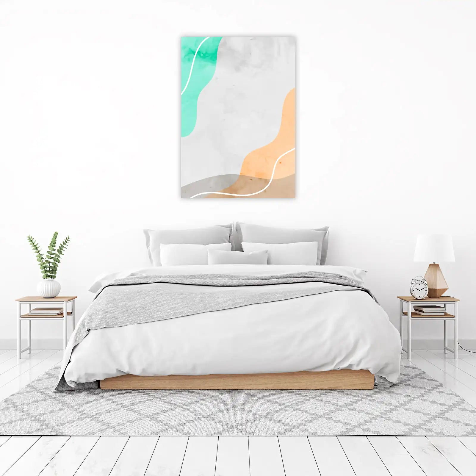 Abstract Teal Orange Wave Wall Art