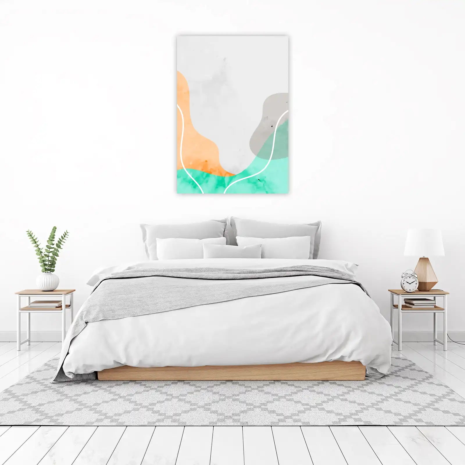 Abstract Teal Orange Wave Wall Art