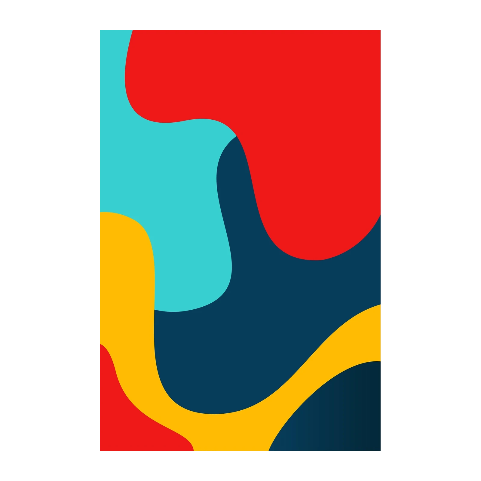 Abstract Waves Red Blue Yellow Wall Art