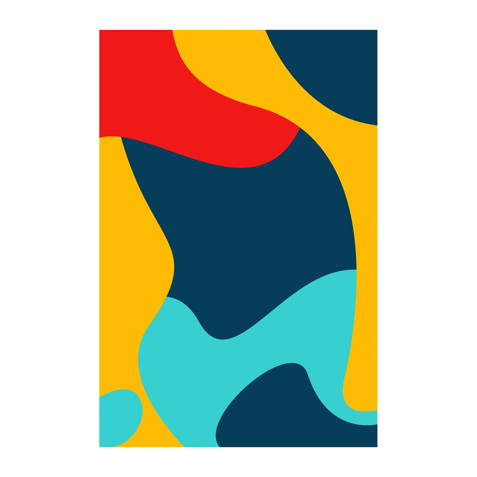 Bold Abstract Wavy Red Yellow Teal Wall Art