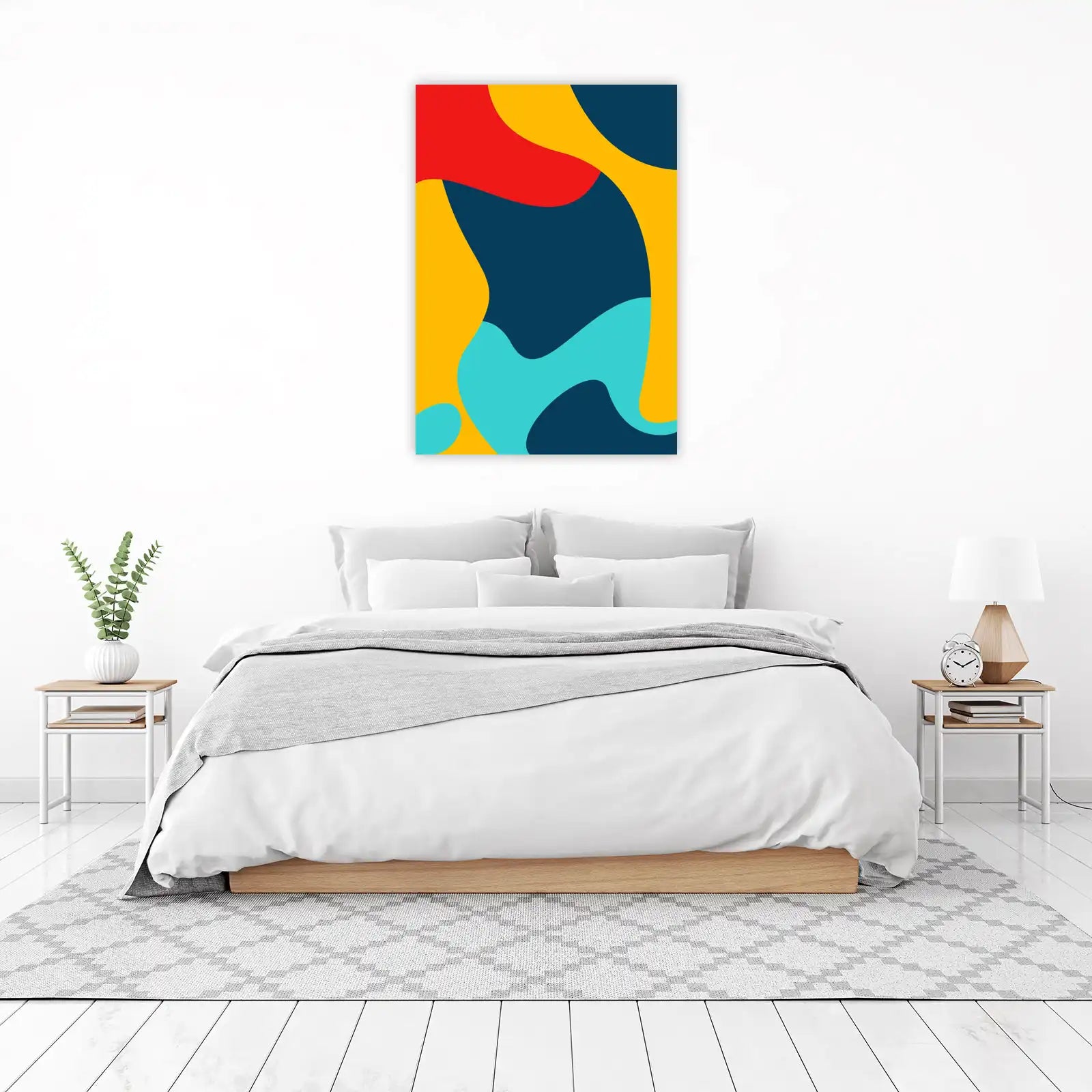 Bold Abstract Wavy Red Yellow Teal Wall Art