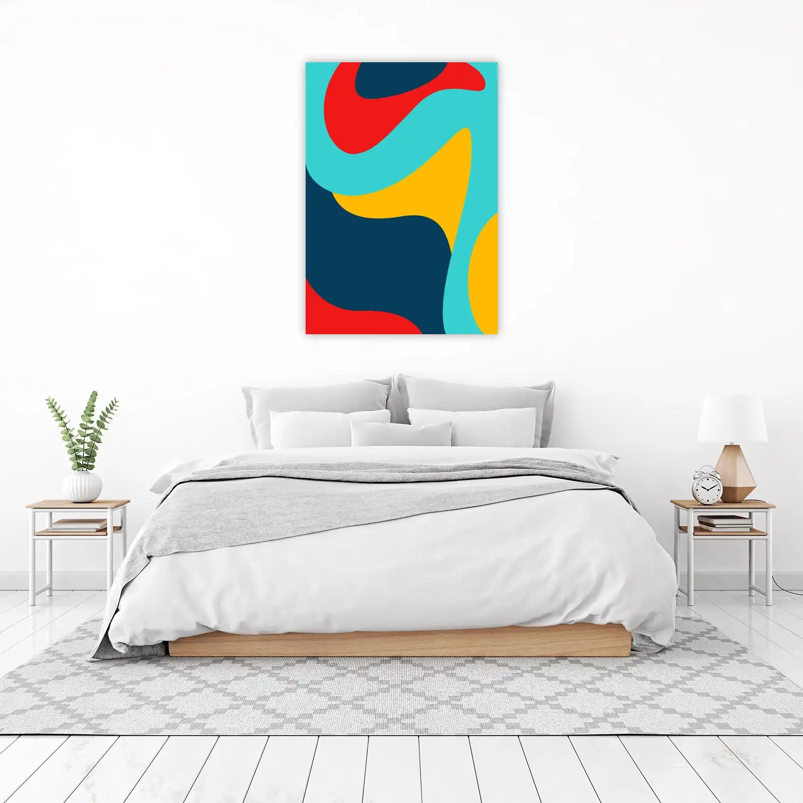 Abstract Waves Red Yellow Blue Wall Art