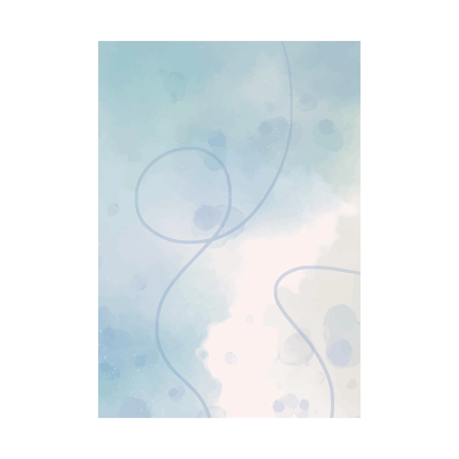 Serene Blue Abstract Watercolor Wall Art