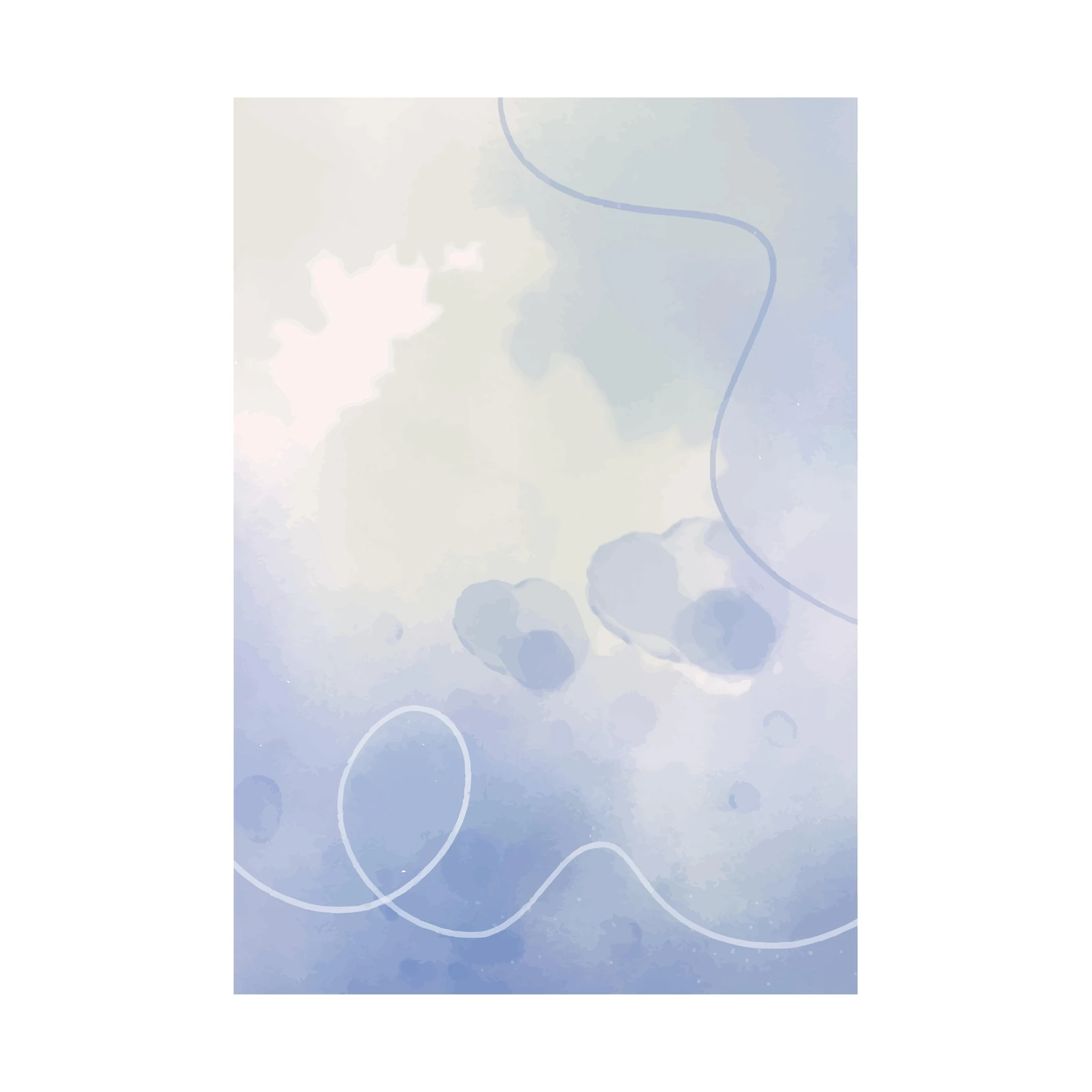 Serene Blue Abstract Watercolor Wall Art