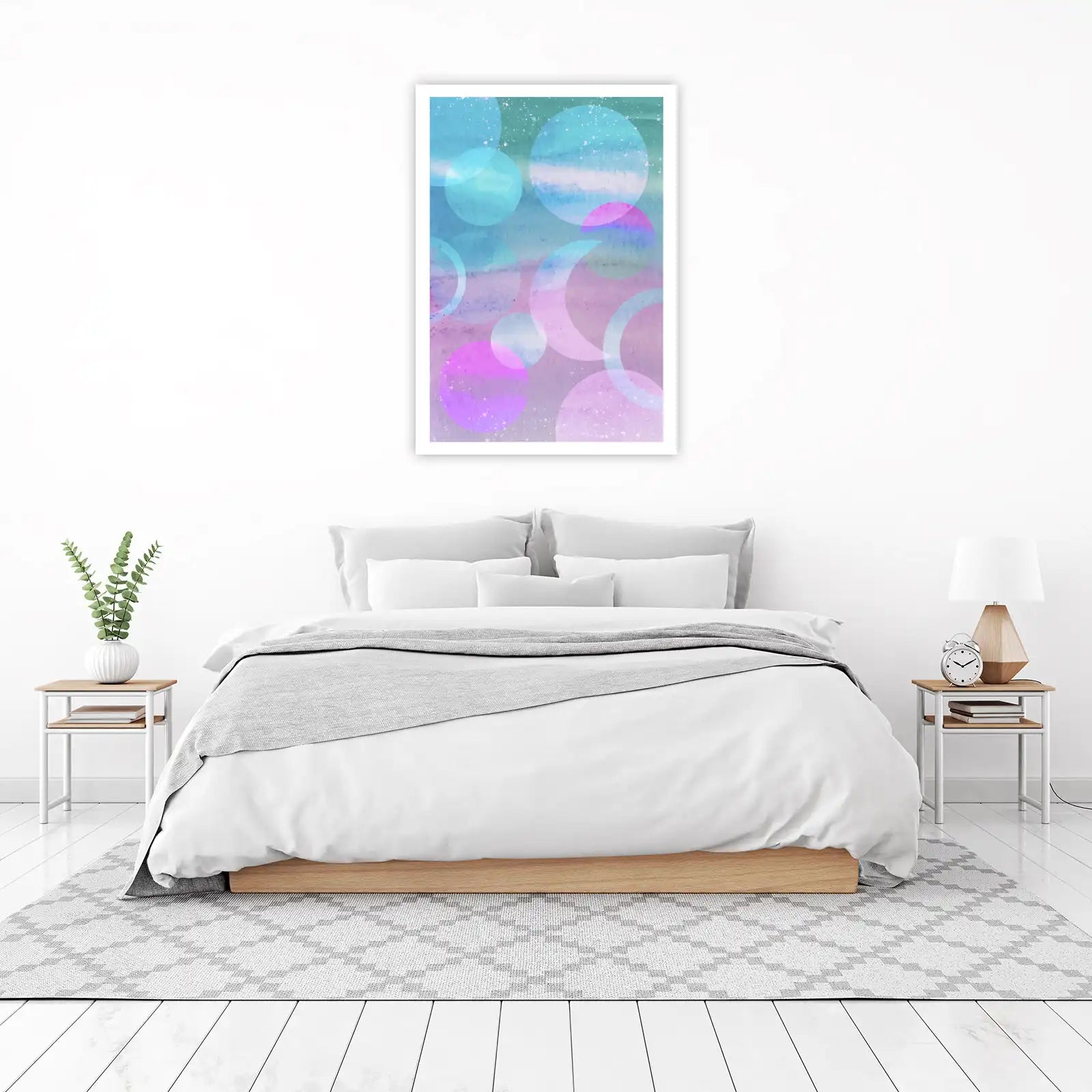 Abstract Circles & Watercolor Wash Wall Art