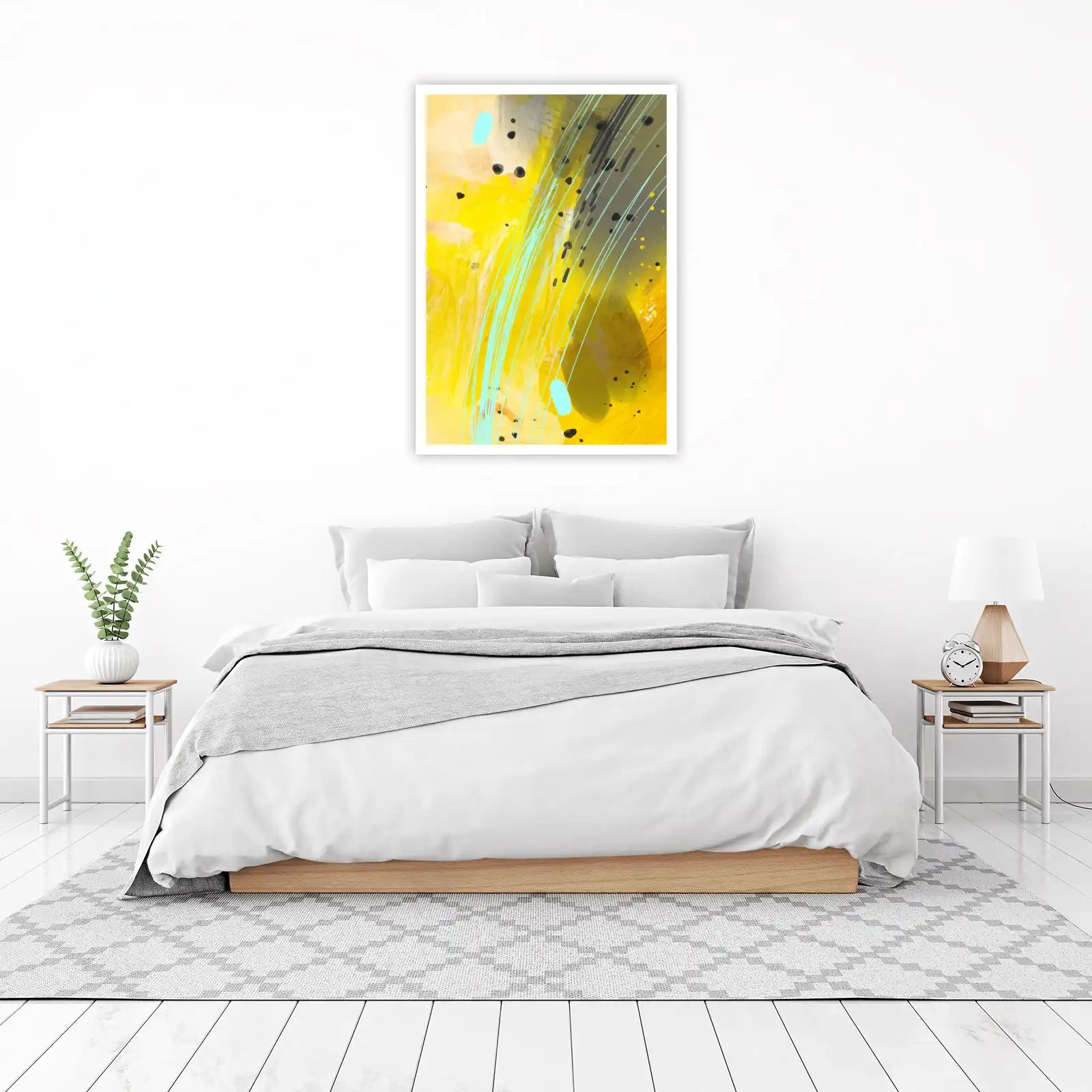Vibrant Yellow Abstract Splatter Wall Art