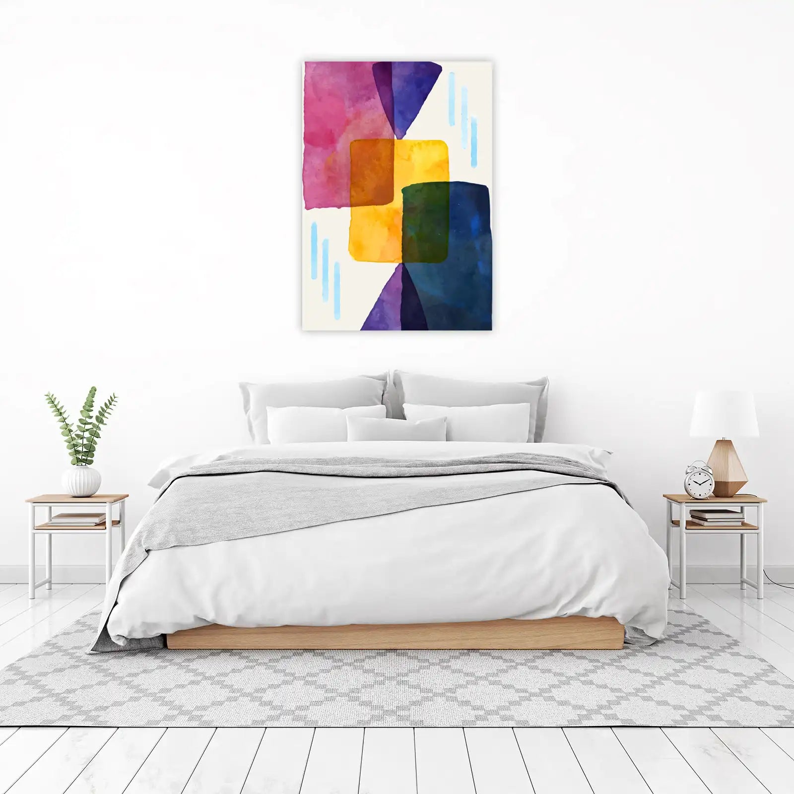 Vibrant Geometric Abstract Watercolor Wall Art