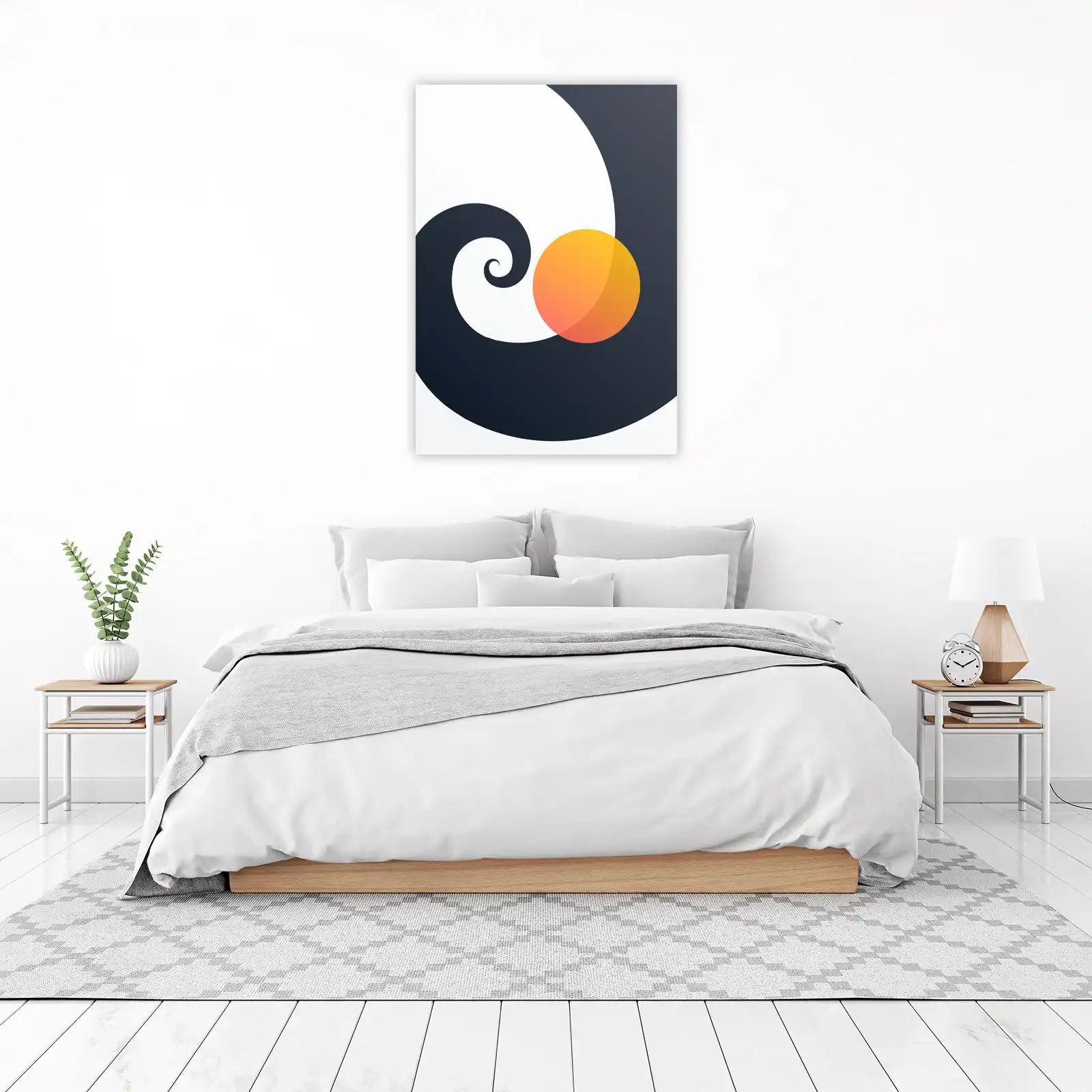 Abstract Swirl Orange Circle Wall Art