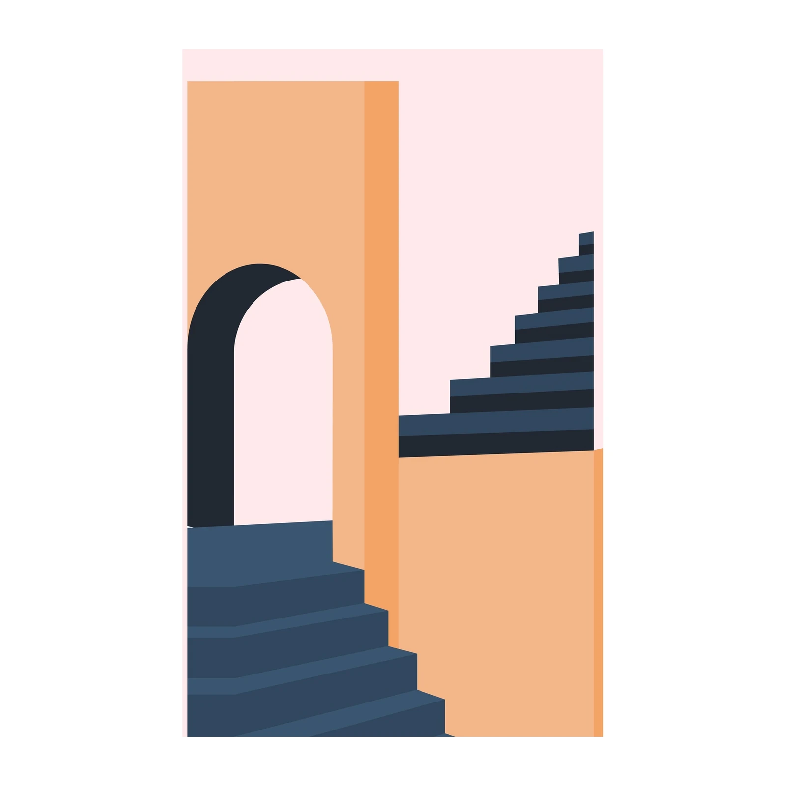 Modern Arch & Stairs Geometric Wall Art