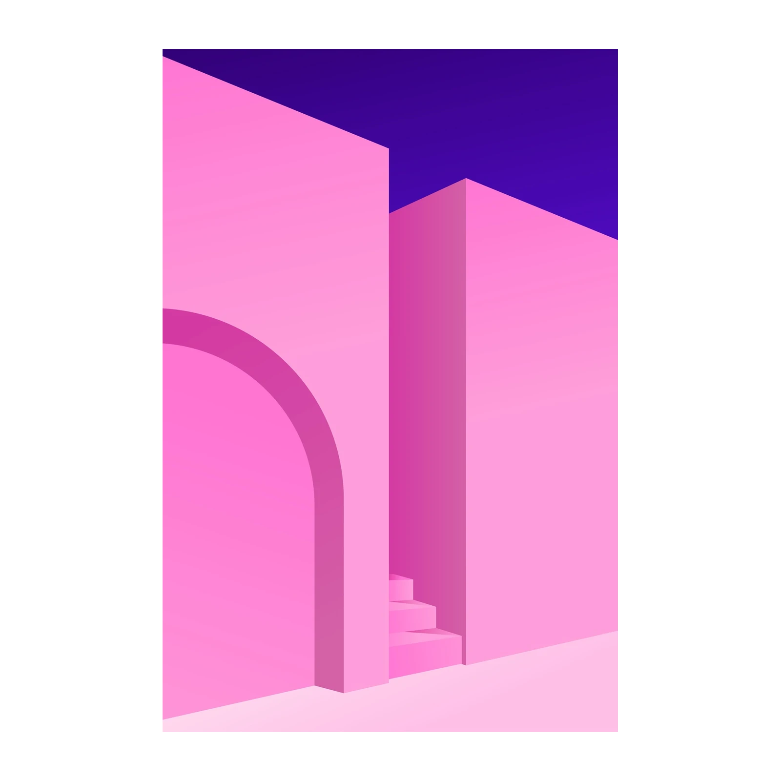 Modern Pink Archway & Stairs Wall Art