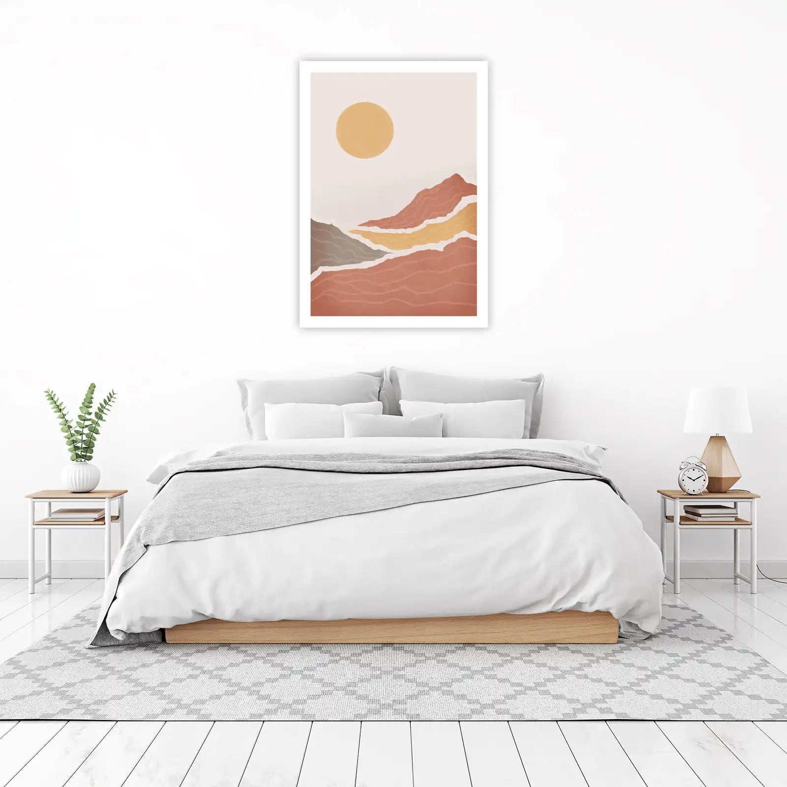 Terracotta Mountain Sun Abstract Boho Wall Art