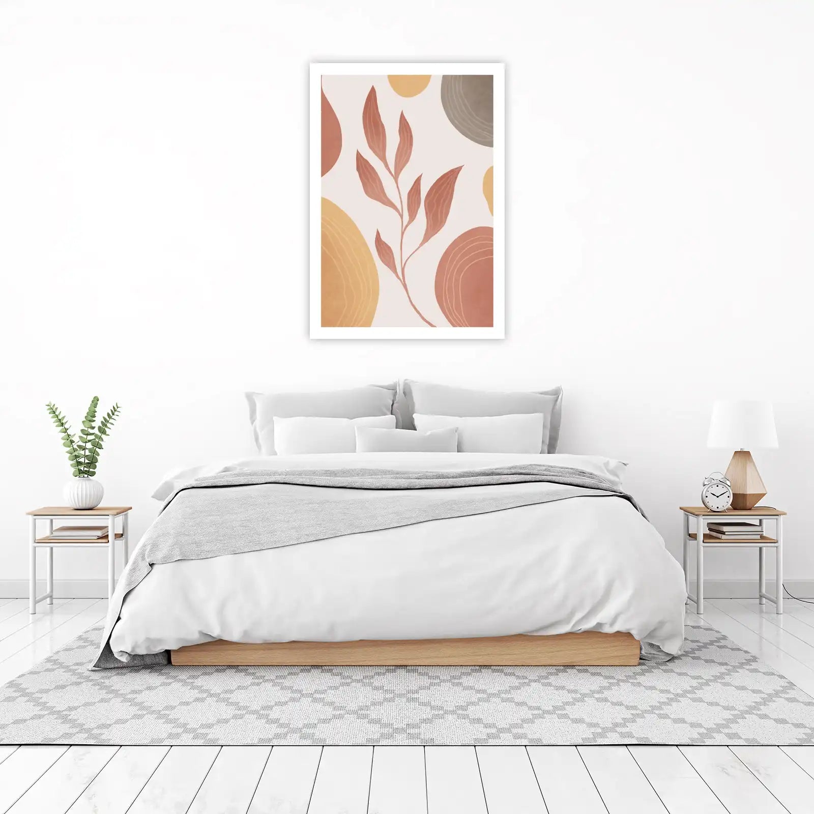 Boho Abstract Leaf & Circles Wall Art