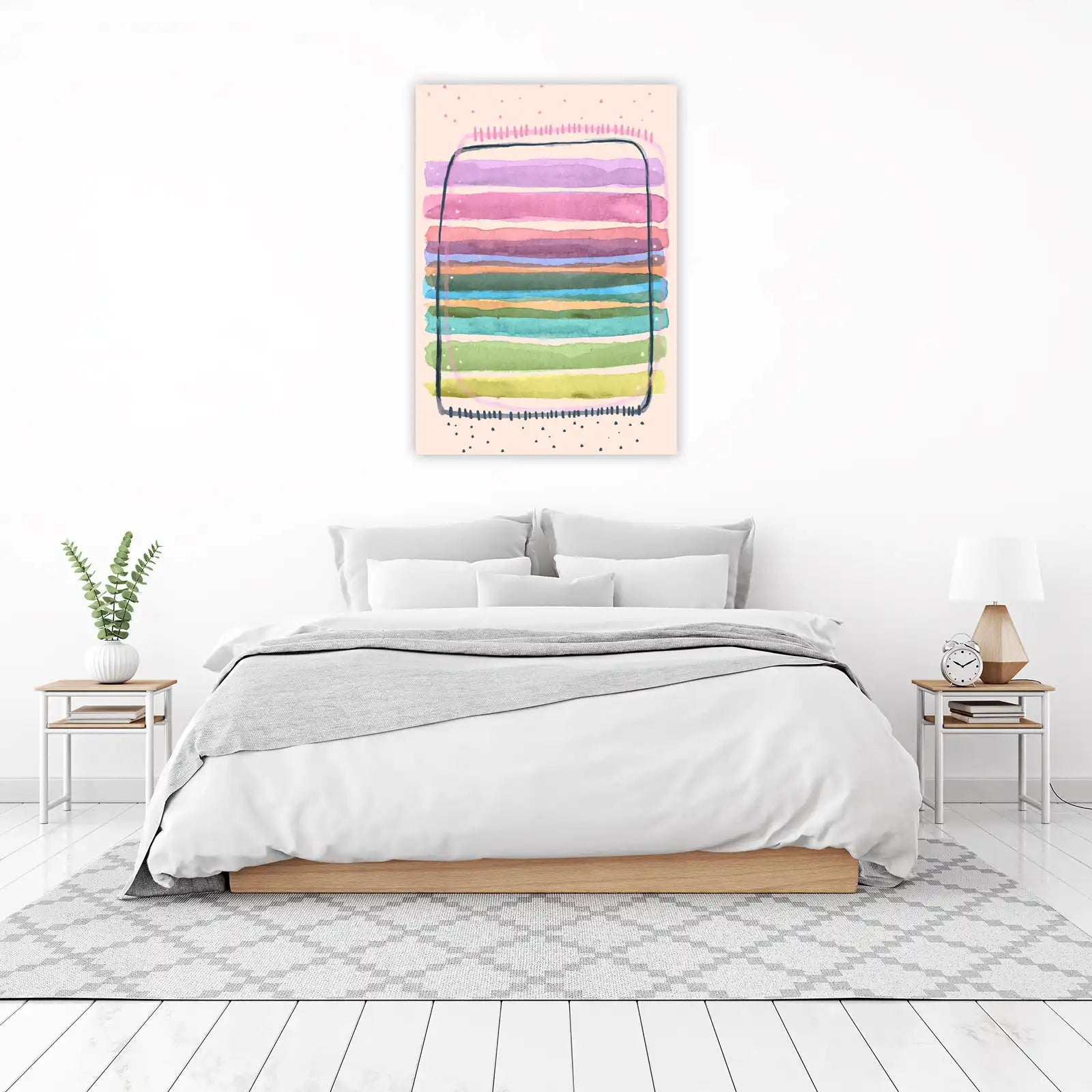 Pastel Rainbow Abstract Stripes Wall Art