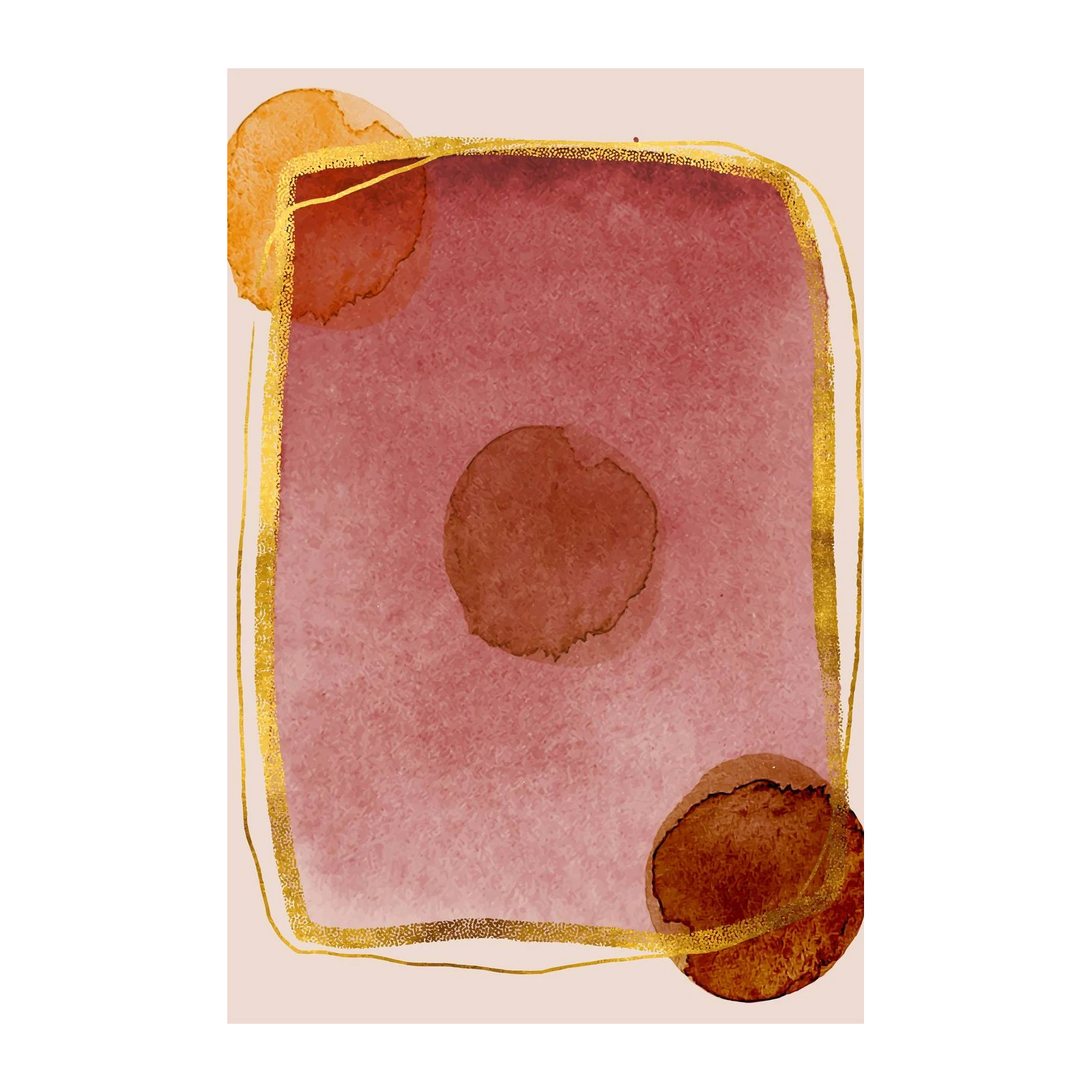 Abstract Gold & Rose Watercolor Wall Art