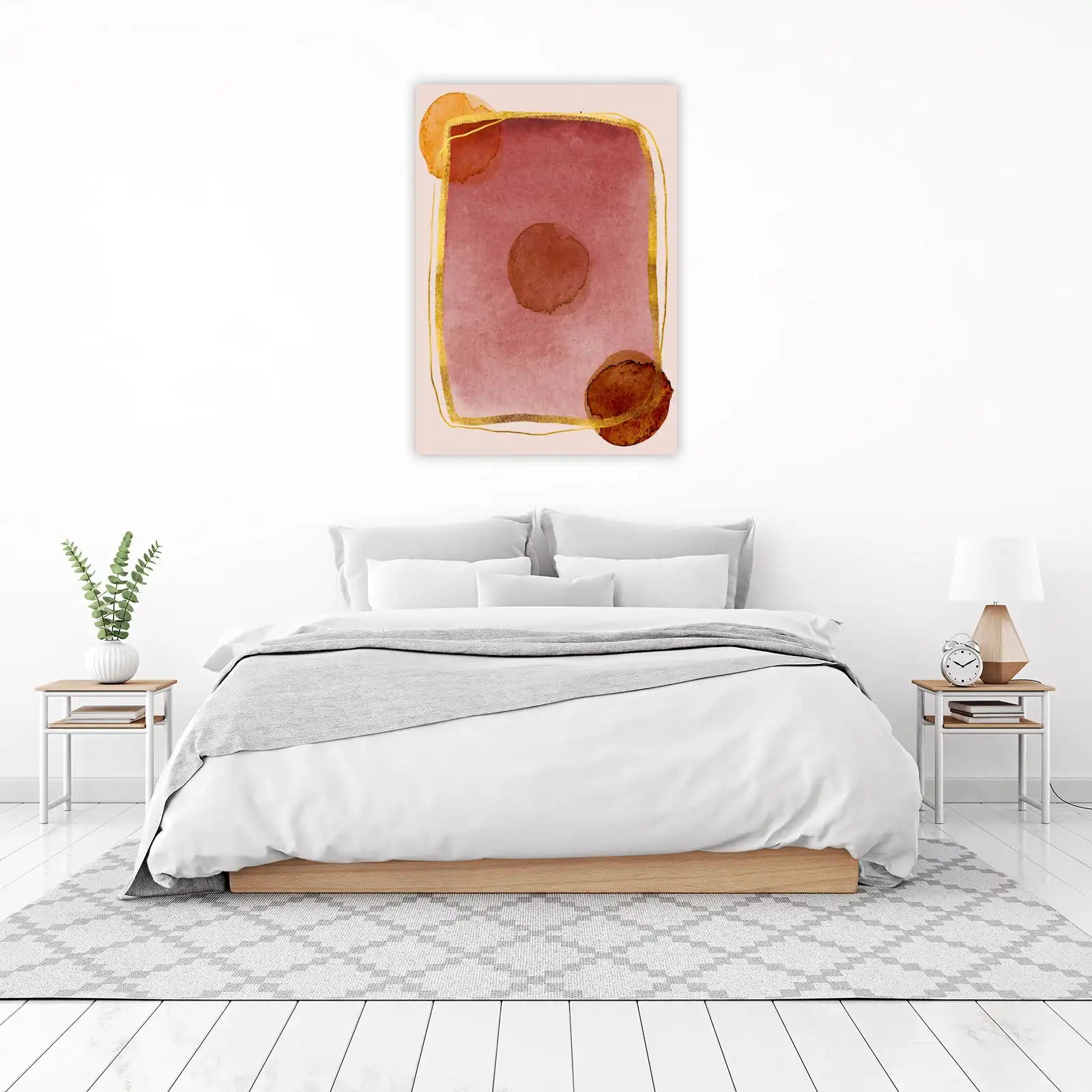 Abstract Gold & Rose Watercolor Wall Art