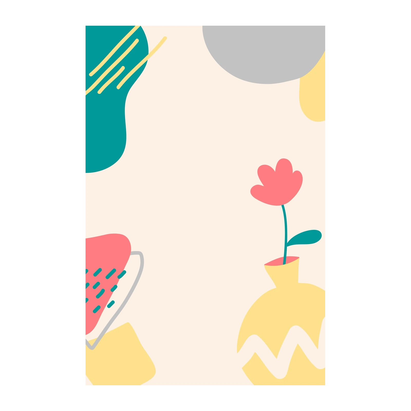 Whimsical Abstract Floral Vase Wall Art