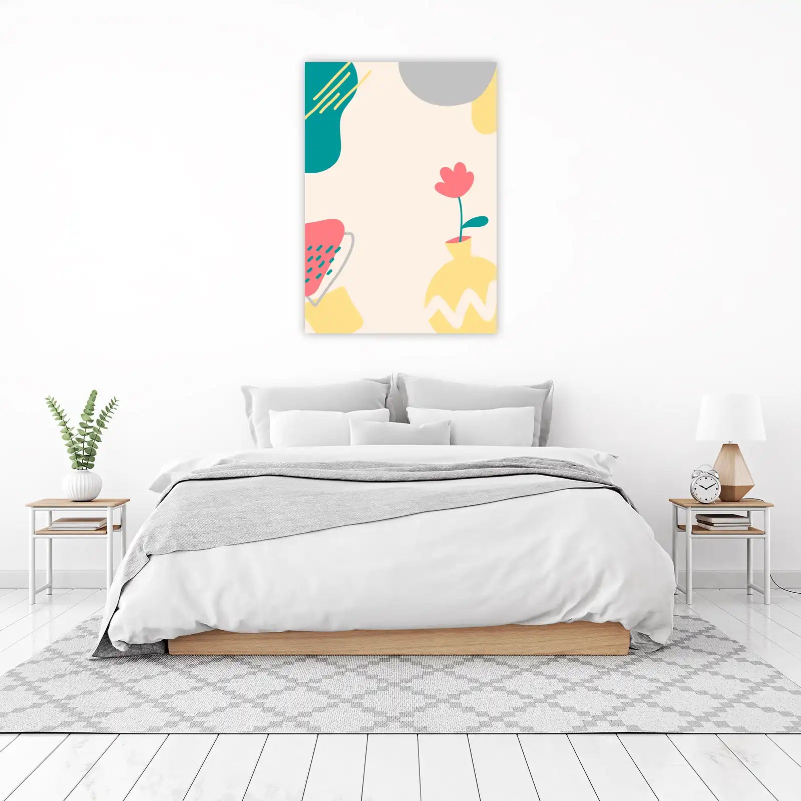 Whimsical Abstract Floral Vase Wall Art