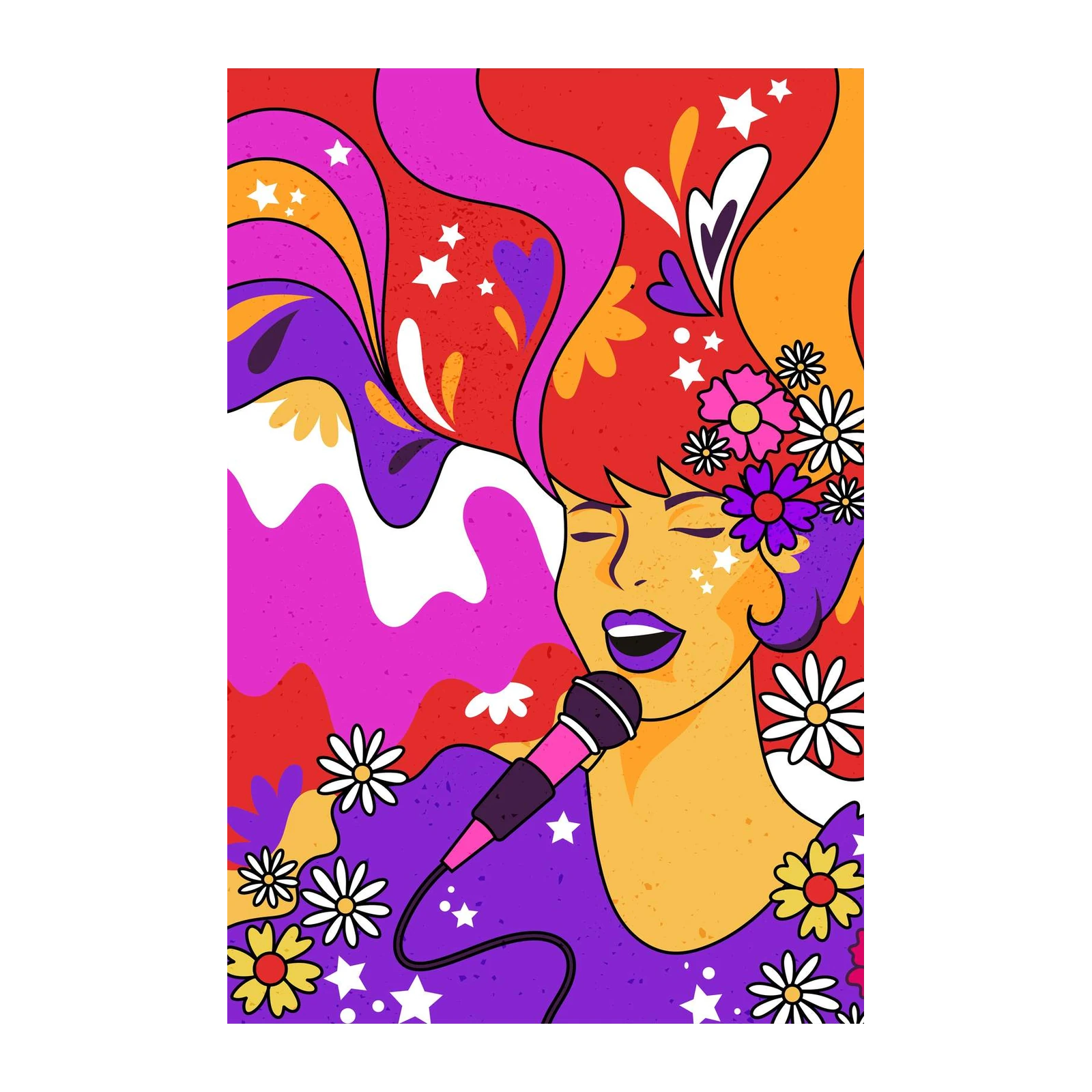 Groovy Singer Psychedelic Art Wall Art