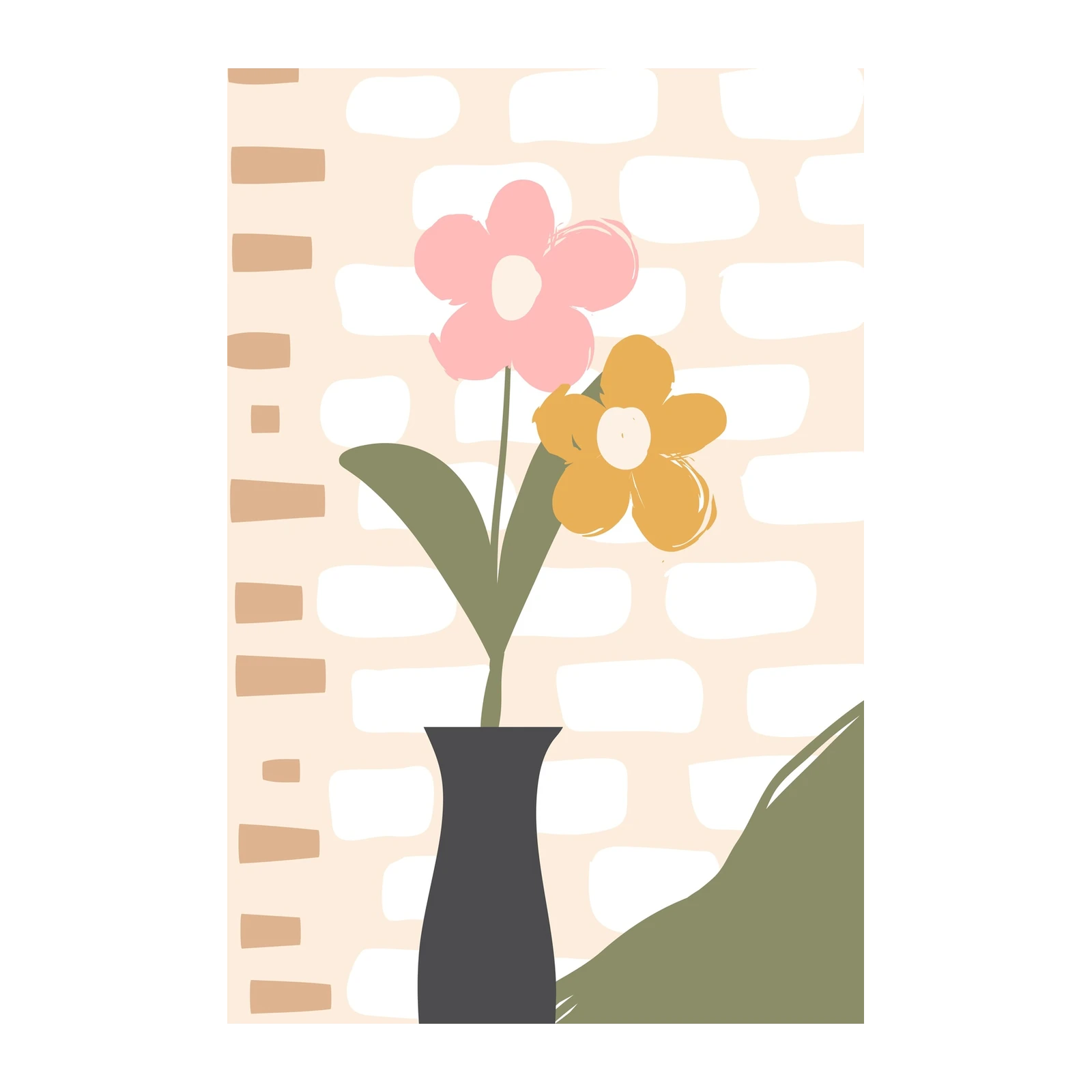 Abstract Floral Vase Wall Art - Modern Boho Wall Art