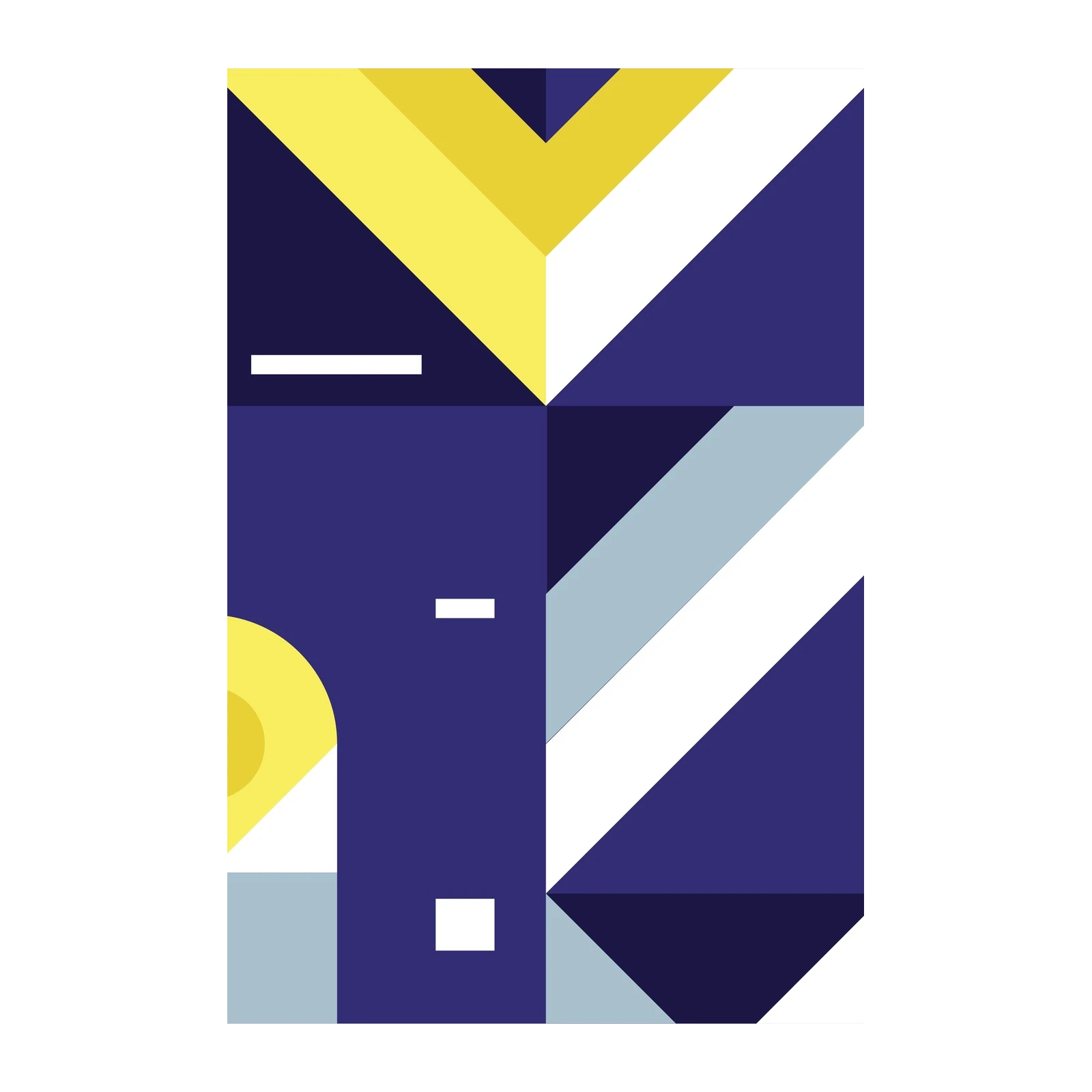 Bold Geometric Abstract Yellow & Blue Wall Art