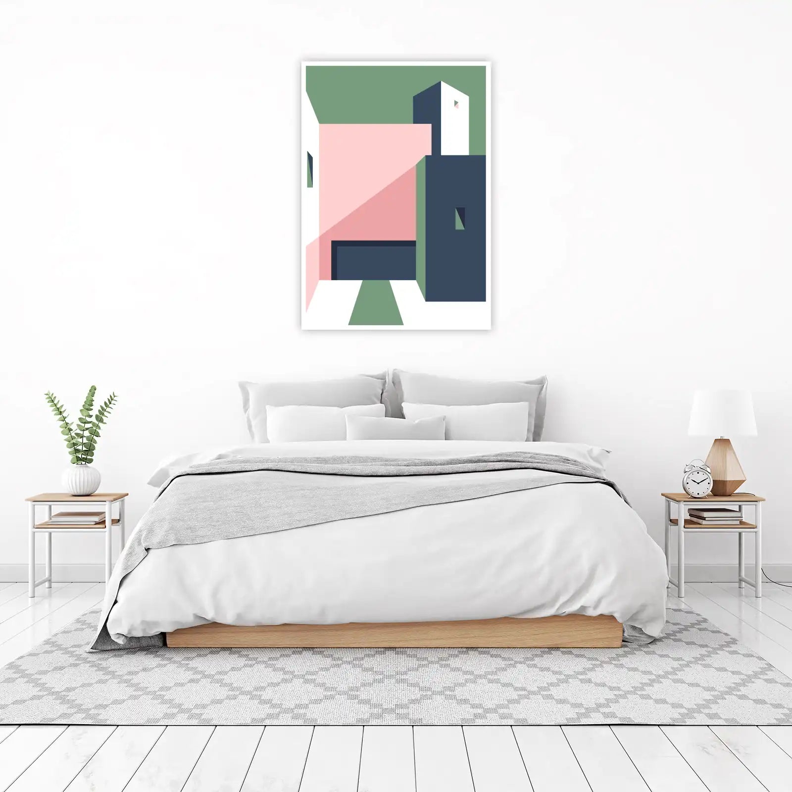 Modern Geometric Abstract Blush Pink Wall Art
